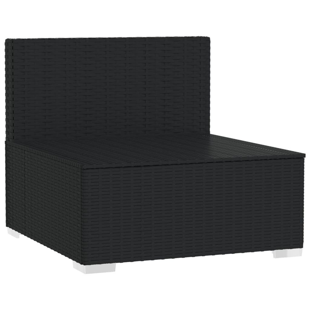 Aqua Teile Garten-Mittelsofa 1 Poly vidaXL Schwarz Rattan, Kissen Schwarz mit Loungesofa und