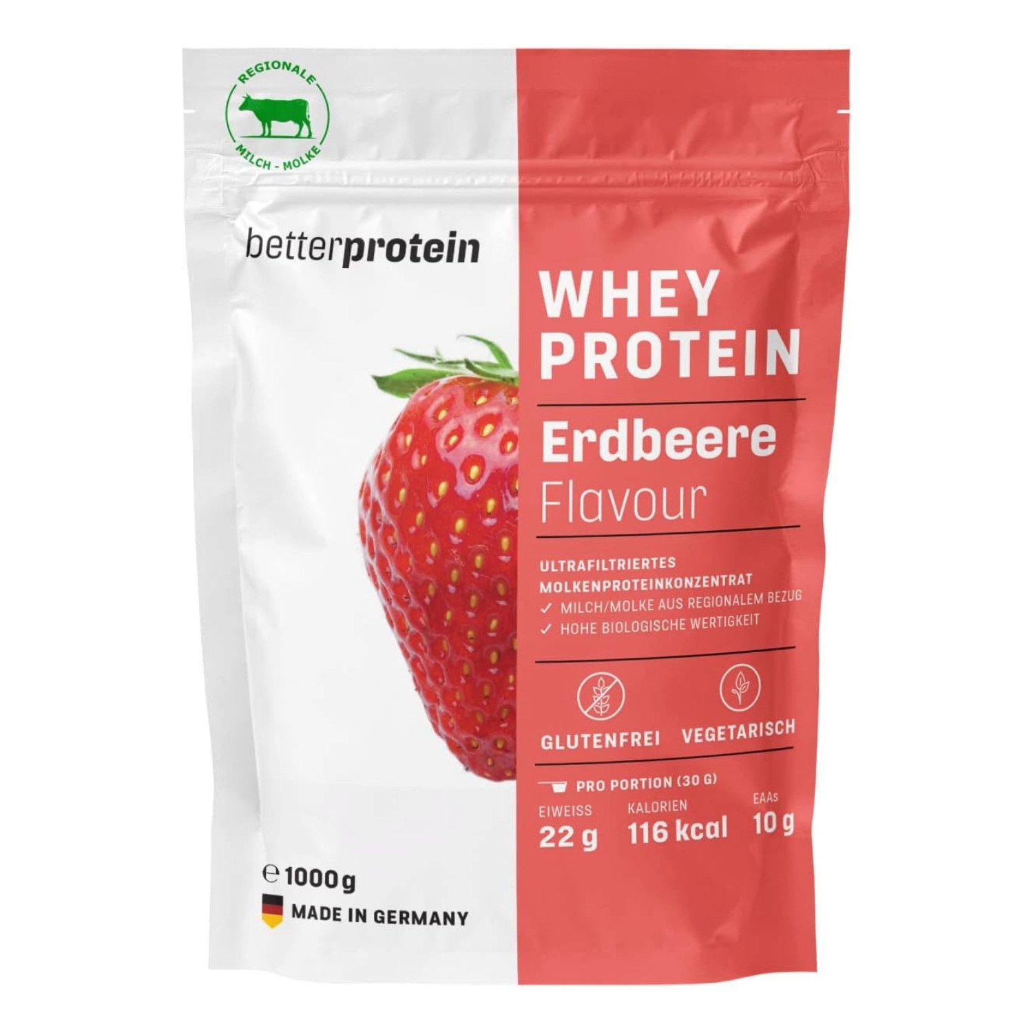 better protein Whey 1 kg - versch. Sorten - Protein Pulver, Produziert in Deutschland aus regionaler Milch - Eiweißpulver zum Muskelaufbau und Abnehmen à