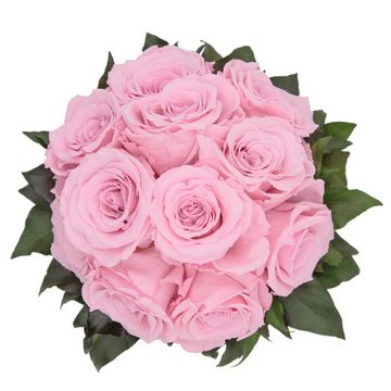 Kunstblume 11 Infinity Rosen in Blumenschale Blumenstrauß Rosenbox Rose, ROSEMARIE SCHULZ Heidelberg, Höhe 18 cm, Echte Blumen 3 Jahre haltbar I Geschenk für Frauen