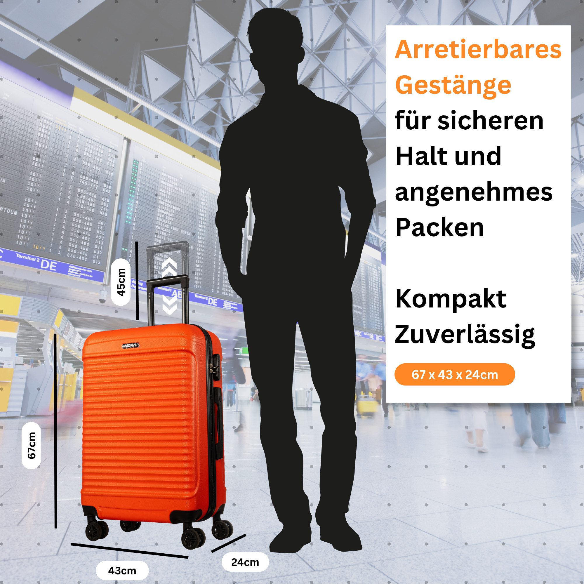 NOWI Hartschalen-Trolley Koffer M–XL & Set – Hartschalenkoffer leicht mit Rollen & Schloss