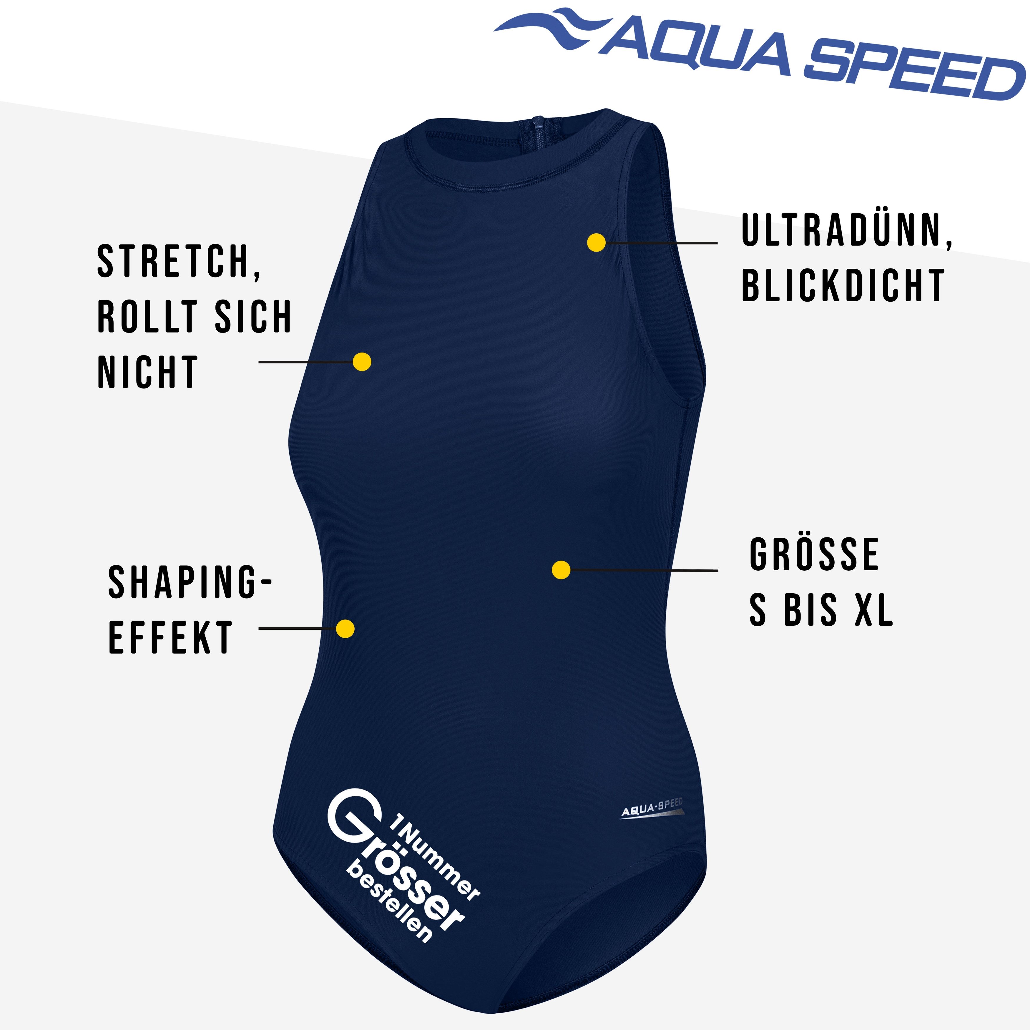 Aqua Speed Badeanzug BLANKA Wettkampf Badeanzug – Navy Mit Rücken-Zipper & günstig online kaufen