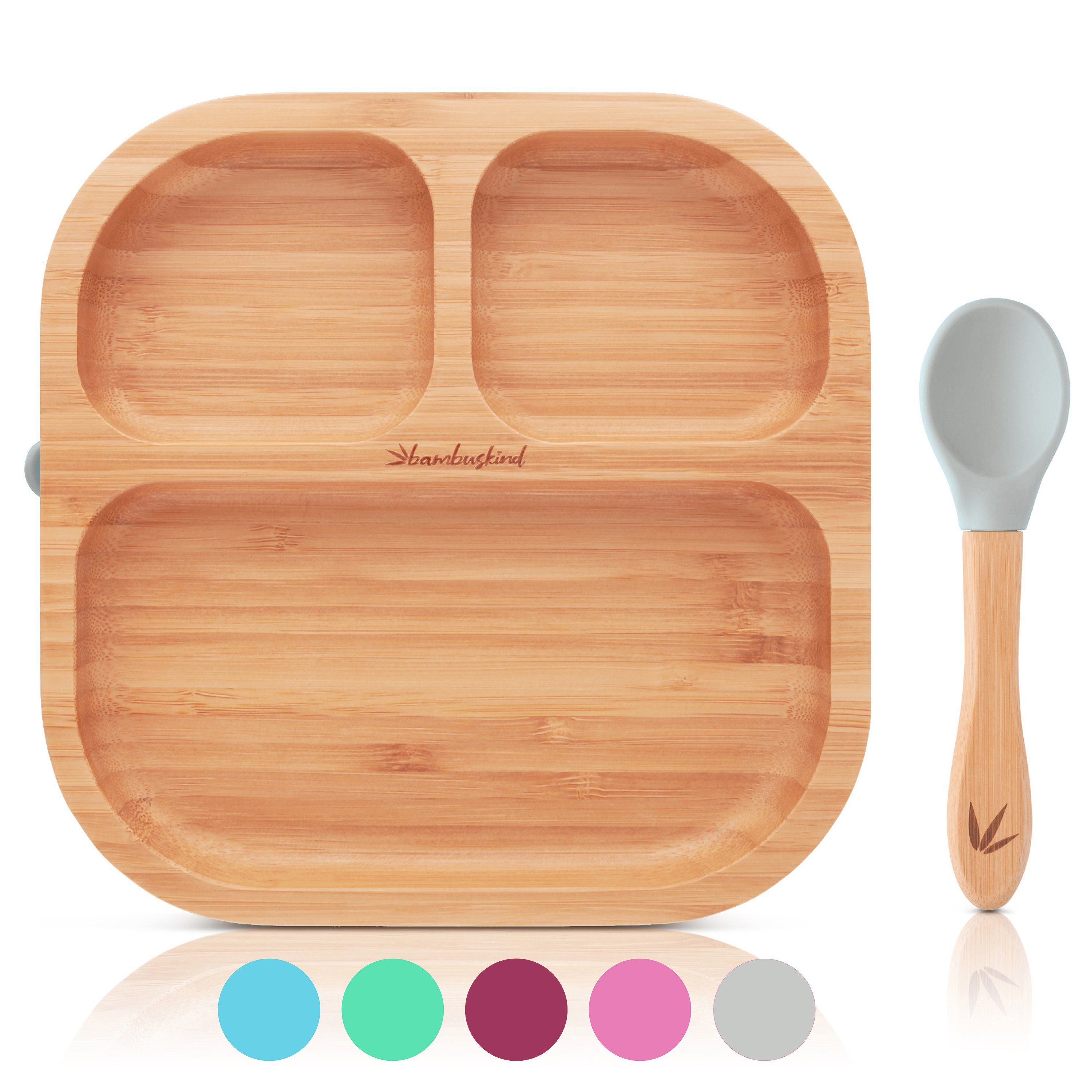 Kindergeschirr-Set bambuskind® Kinderteller mit Saugnapf