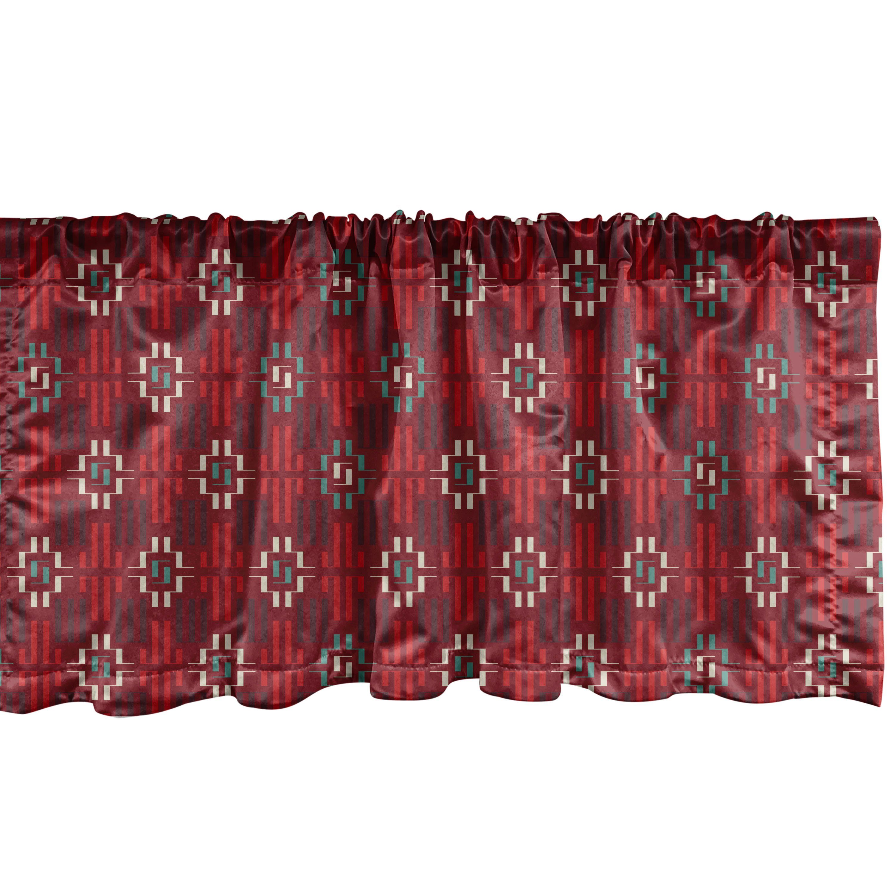 Scheibengardine Vorhang Volant für Küche Schlafzimmer Dekor mit Stangentasche, Abakuhaus, Microfaser, Abstrakt Tribal Einflüsse