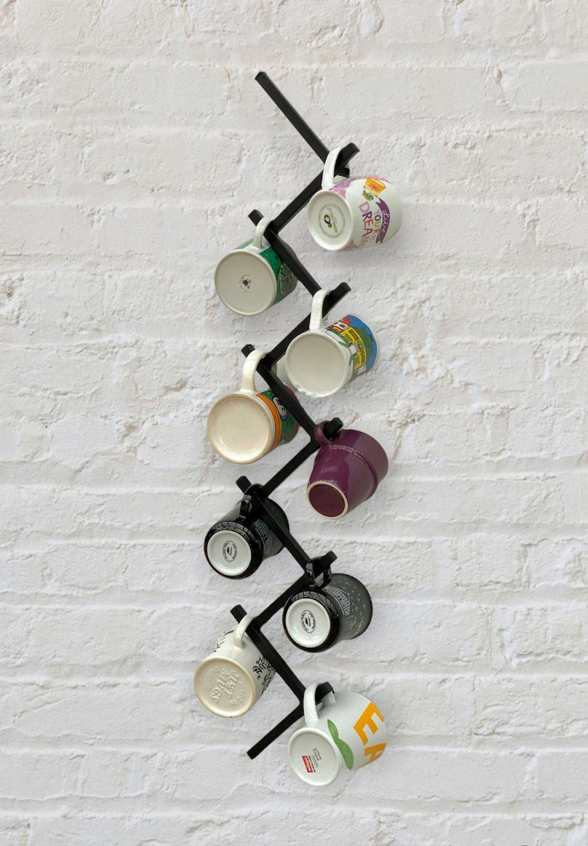 DanDiBo Hakenleiste Tassenhalter Wand Metall Schwarz Hakenleiste Haken Tassenhaken, auch Weinregal geeignet als 10