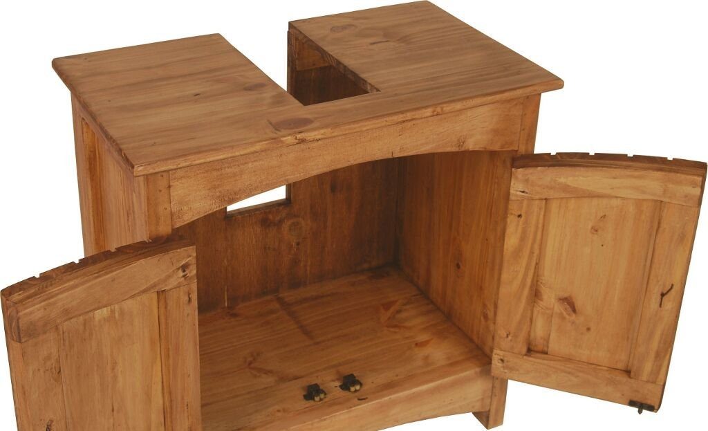 MiaMöbel Waschbeckenunterschrank Mexico aus massivem Pinienholz Honig