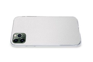 MuchoWow Handyhülle Leder - Strukturiert - Leder-Optik - Weiß, Handyhülle Apple iPhone 11 Pro Max, Smartphone-Bumper, Print, Handy