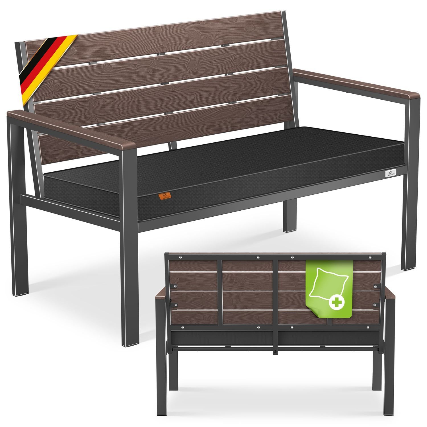 KESSER Gartenbank 2-Sitzer Balkonbank in Holzoptik bis 300 kg belastbar (Pa günstig online kaufen