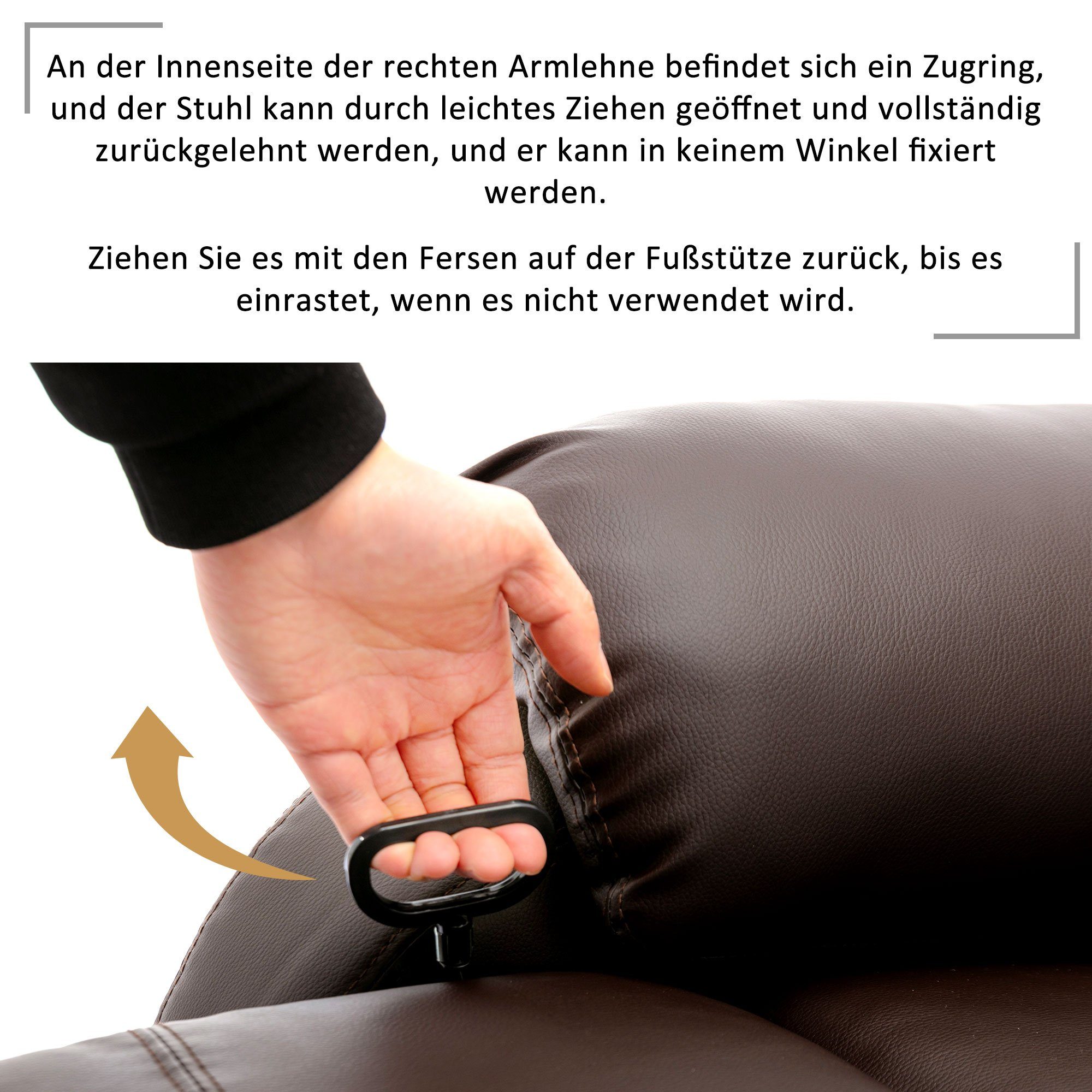 TV-Sessel, Fernsehsessel mit Liegefunktion, verstellbar, Kunstleder