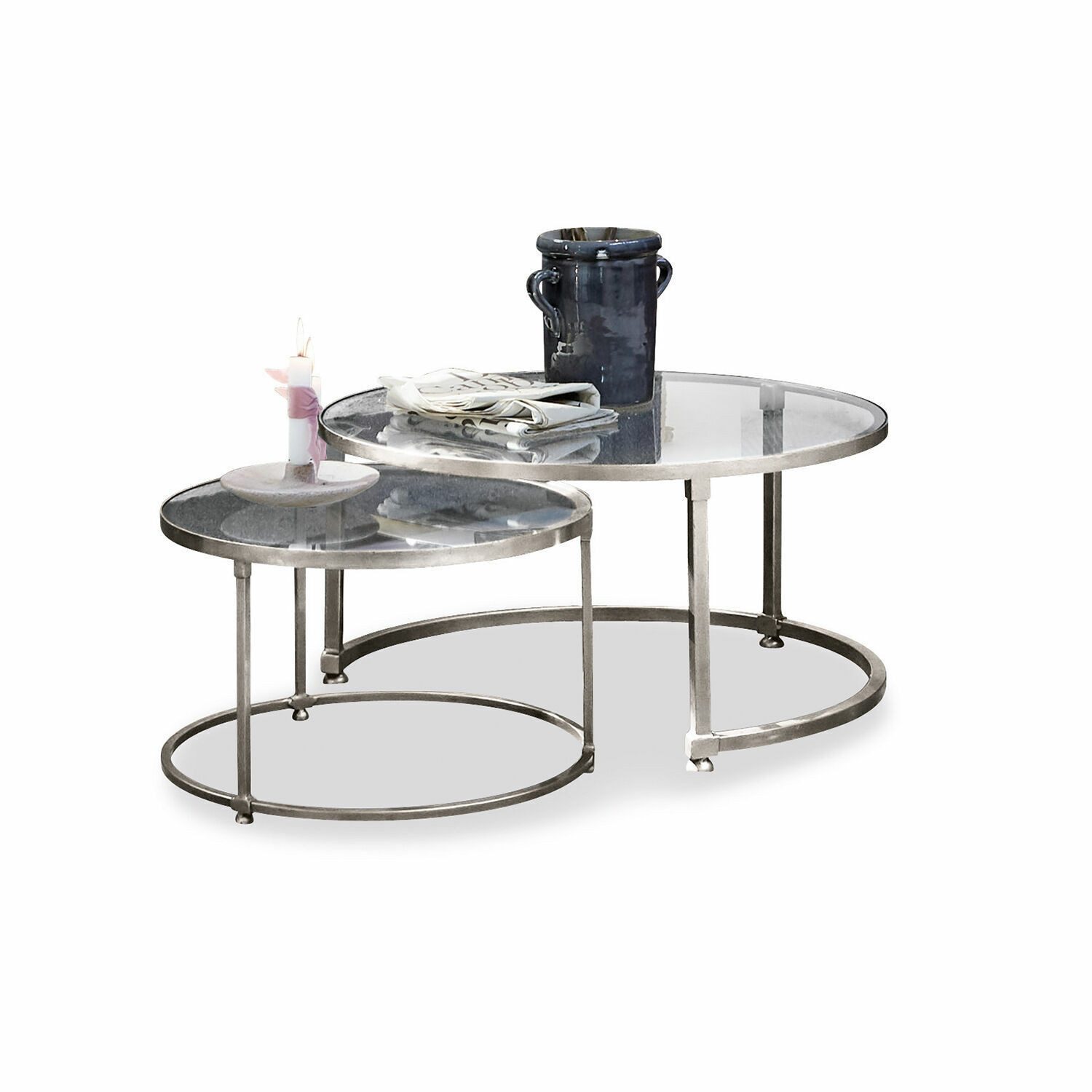 Mirabeau Couchtisch Couchtisch 2er Set Kabala silber