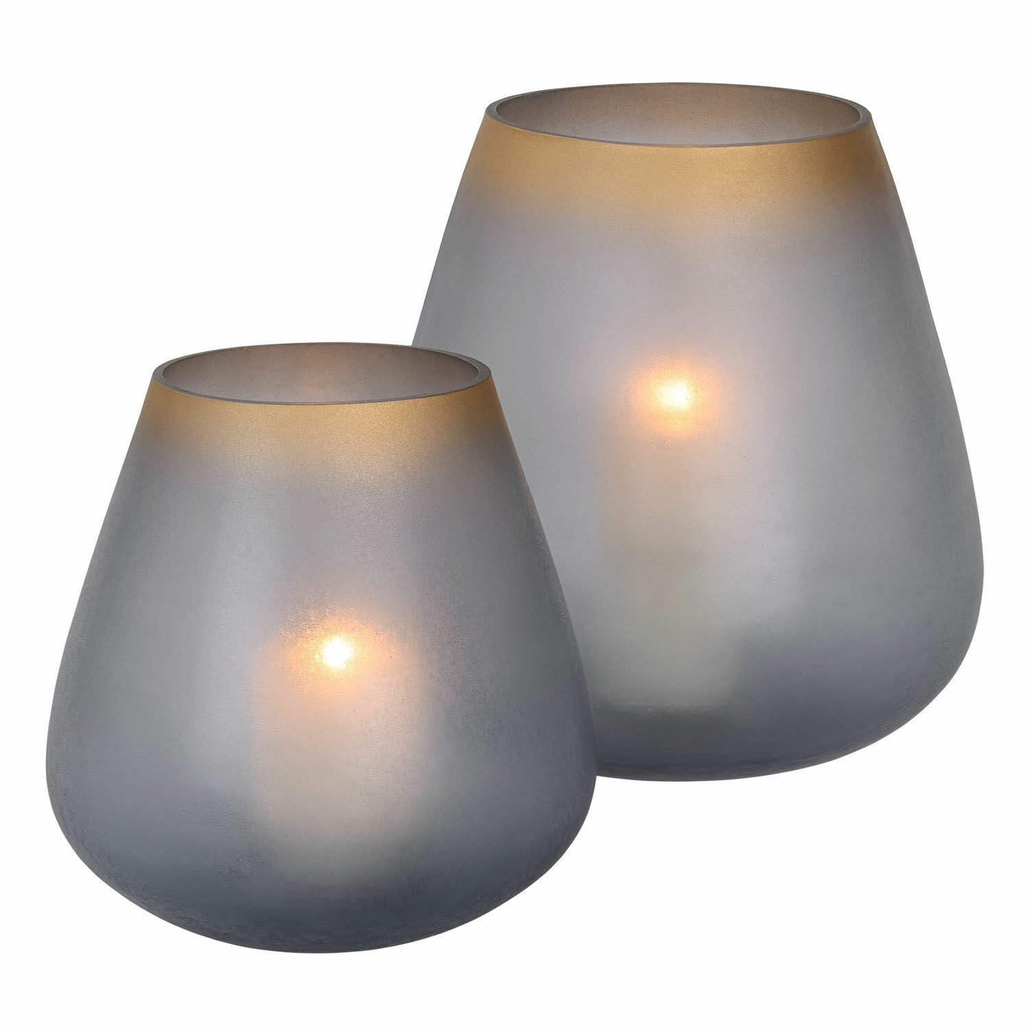 Mirabeau Windlicht Windlicht 2er Set Nilorav blau (2er Set, 2er Set), stilvolles Interieur, Mundgeblasen, Getönt mit Goldrand