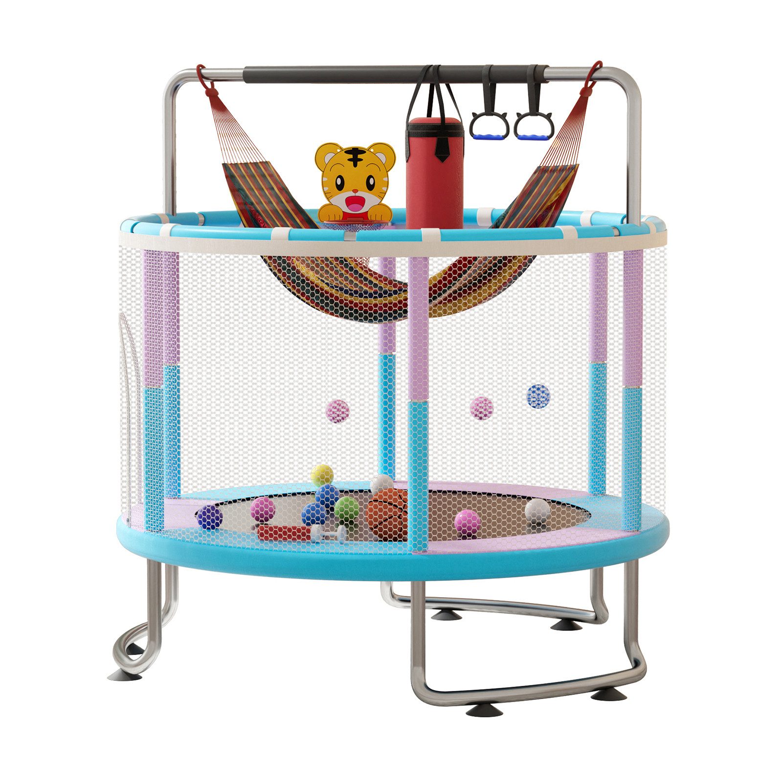 Rutaqian Kindertrampolin Kinder Trampolin mit Basketballkorb, Ø 150cm Indoo günstig online kaufen