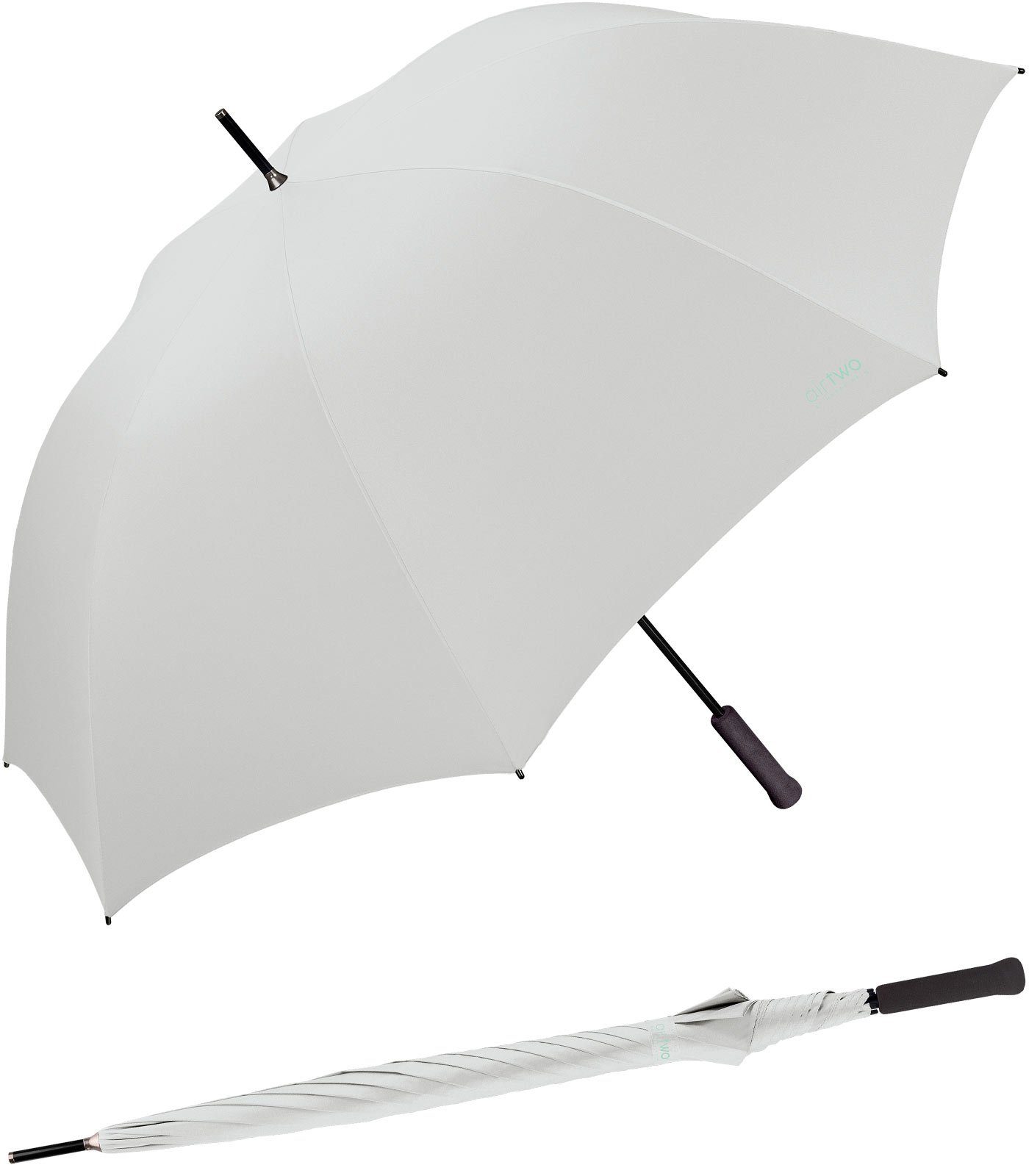 HAPPY RAIN Golfregenschirm Air Two - super leichter XXL Partnerschirm, mit genug Platz für Zwei wiegt er nur 262 Gramm grau