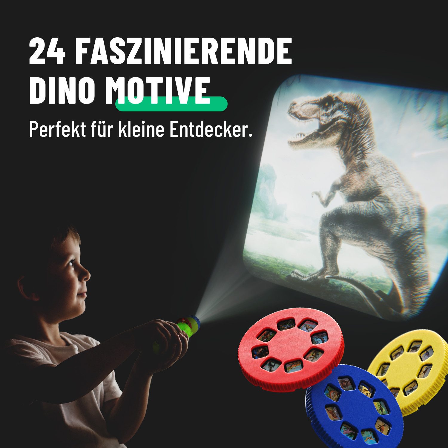 greate. Diaprojektor Taschenlampe Dinosaurier Kinder - Dino Projektor Lampe mit 24 Bildern