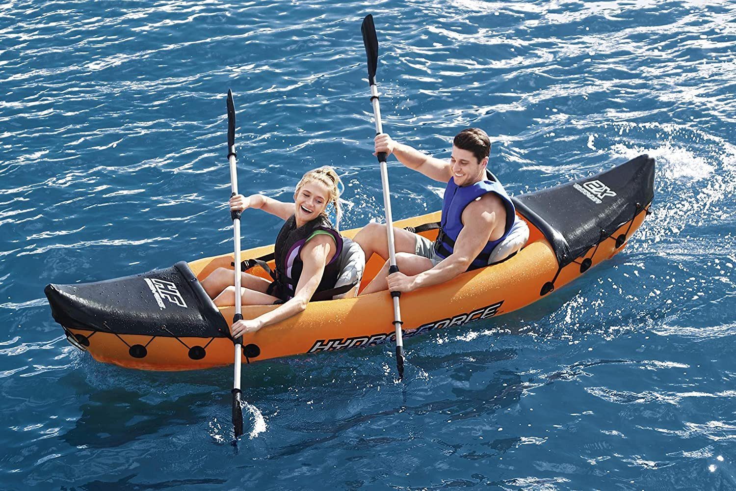 BESTWAY Hydro-Force Kajak-Set 2 Personen Kajak Schlauchboot Paddelboot Schlauchbootpaddel, (Set, umlaufendes Halteseil, Tragegriffe), Lite-Rapid