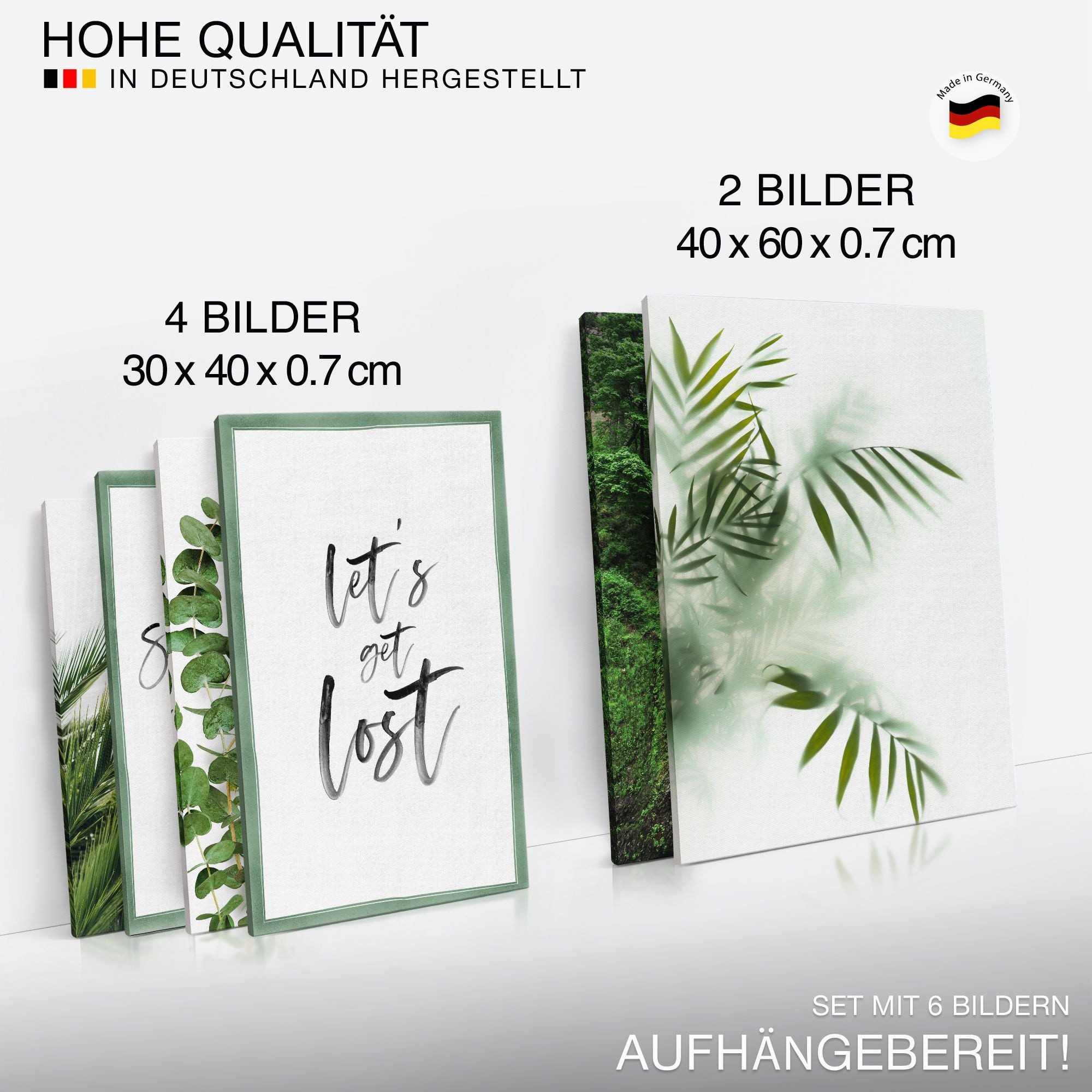 Novart Wandbild Grüne Blätter Pflanze Natur - KEIN EXTRA RAHMEN BENÖTIGT
