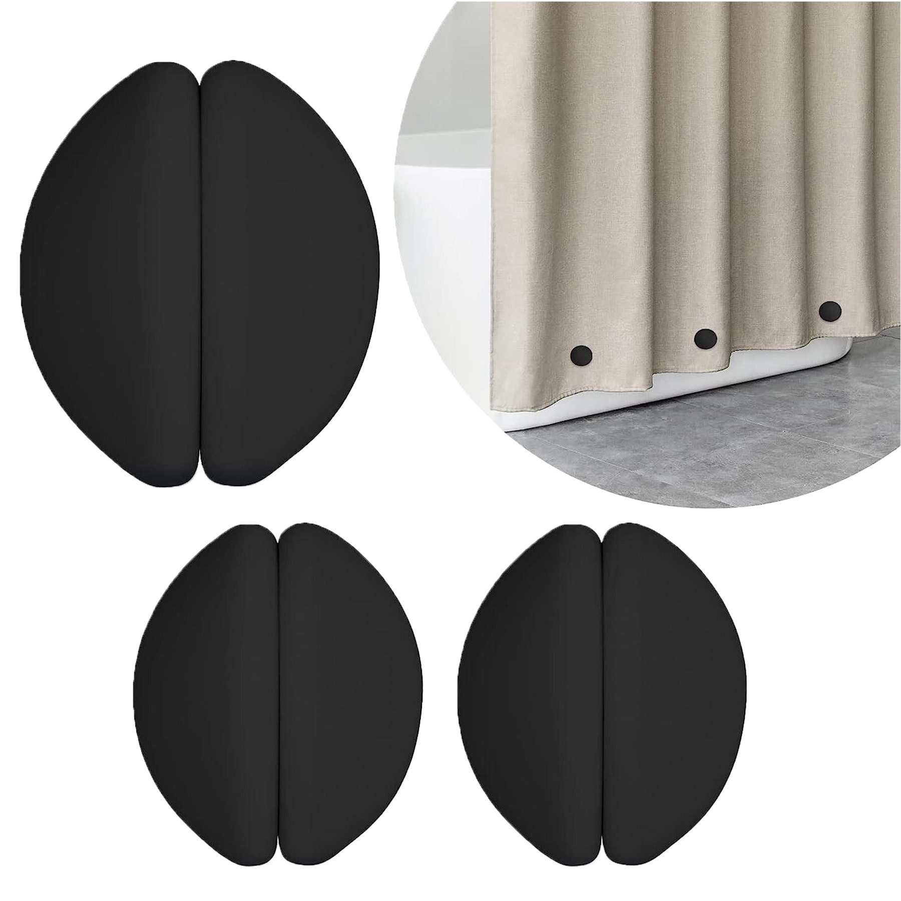 Mutig Duschrollo Duschvorhang Gewichte 3 Paar, robuste magnetische an der Unterseite (mit rostfreier Silikonbeschichtung, verhindern, dass der Vorhang im Wind weht, für Tischdecken, Gardinen, Duschrollo, Terrassenvorhänge&sogar Flaggen)