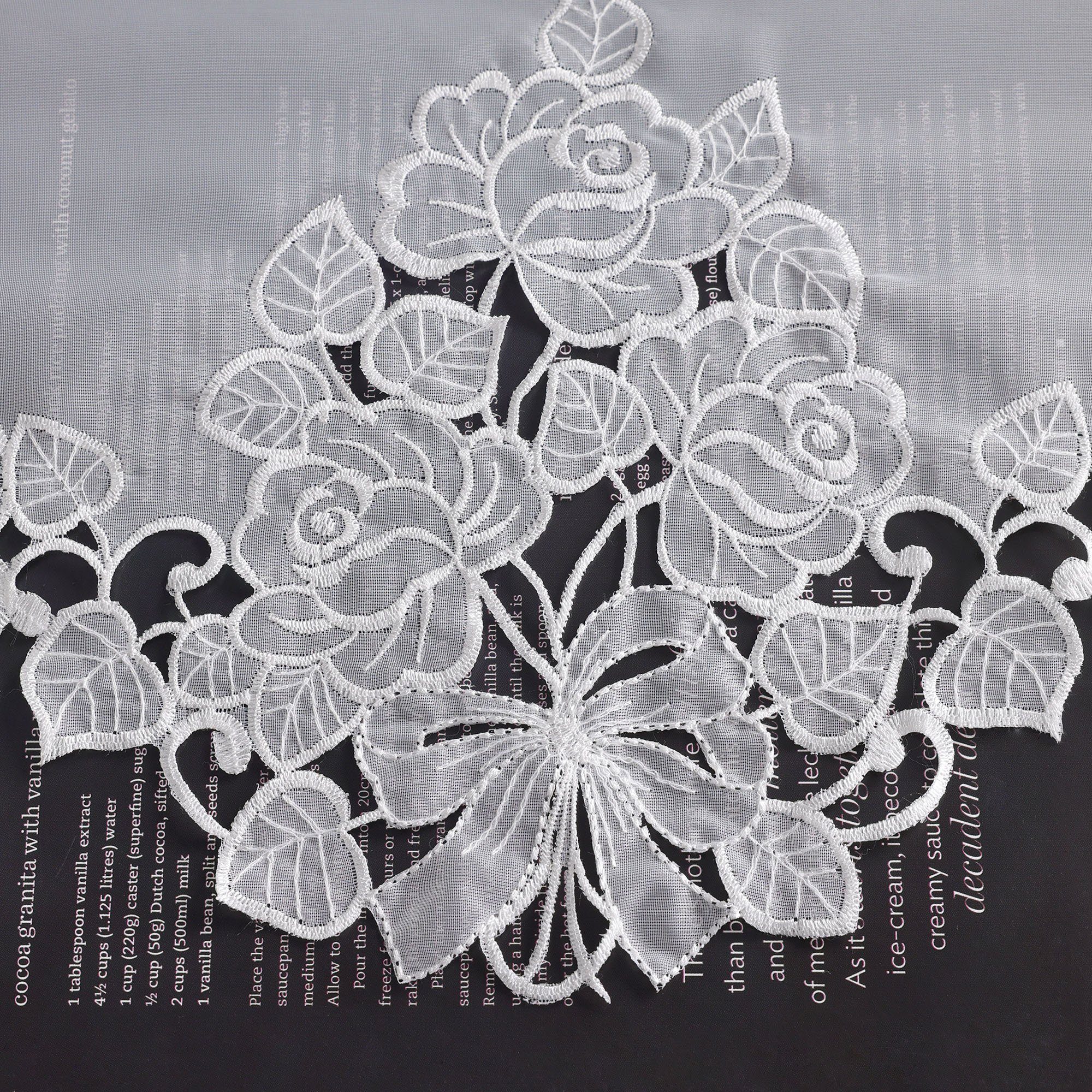 Delien Scheibengardine Stickerei Blume (1 St), Durchzuglöcher, Voile, Vintage Spitze Küche Gardinenkopf, Kombinierte Gardinenset