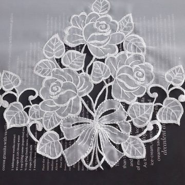 Scheibengardine Stickerei Blume, Delien, Durchzuglöcher (1 St), Küche