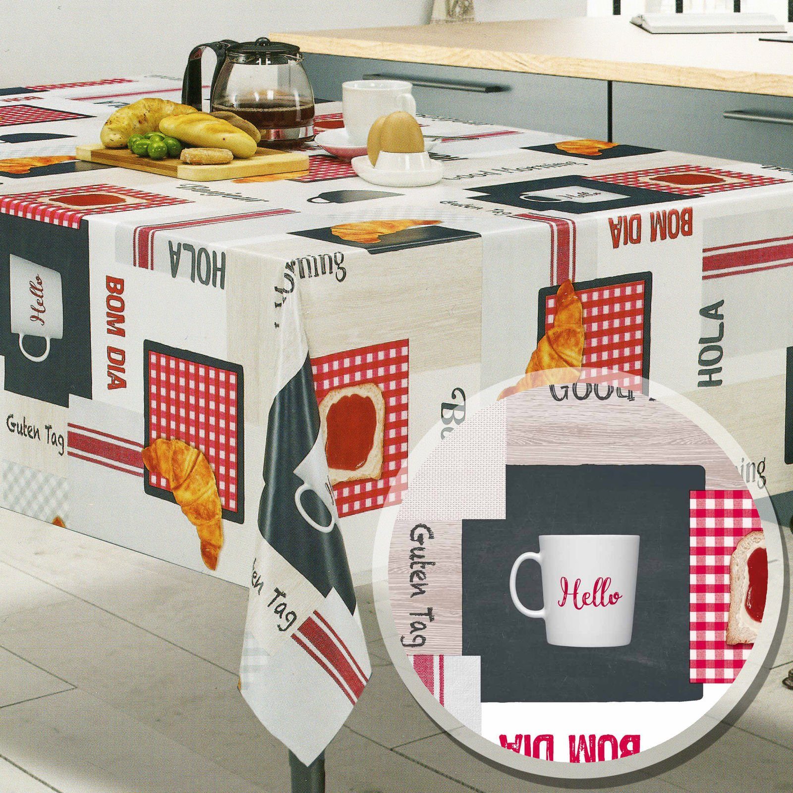 Melody Gartentischdecke Wachstuchtischdecke Wachstuch Gartentischdecke Frühstück hell, fleckenabweisend, abwischbar, wasserfest, fleckschutz