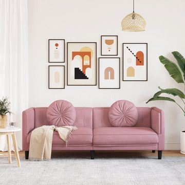 vidaXL Sofa Sofa mit Kissen 3-Sitzer Rosa Samt