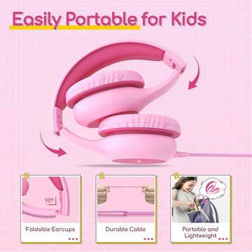 Earfun Kinder mit Kabel, 85/94dB Lautstärkenbegrenzer, Faltbare, Einstellbar Headset (Leichtes Gewicht und angenehmer Tragekomfort für stundenlanges Nutzungserlebnis., Stereo Sound, HD-Mikrofon, Audio-Sharing, Over Ear Kinderkopfhörer)