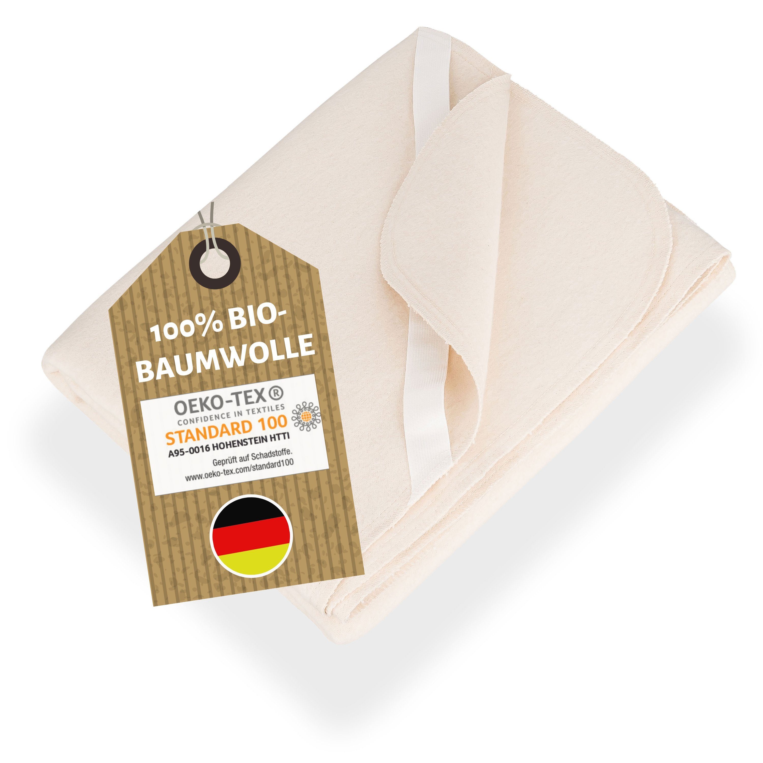 Matratzenschutzbezug Moltonauflage aus 100 Bio-Baumwolle - MADE IN GERMANY NULANI HOME, besonders hautfreundlich und für Allergiker geeignet ÖKOTEX