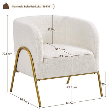Yaheetech Ohrensessel, Loungesessel Polstersessel Clubsessel mit V-förmigen Metallbeinen
