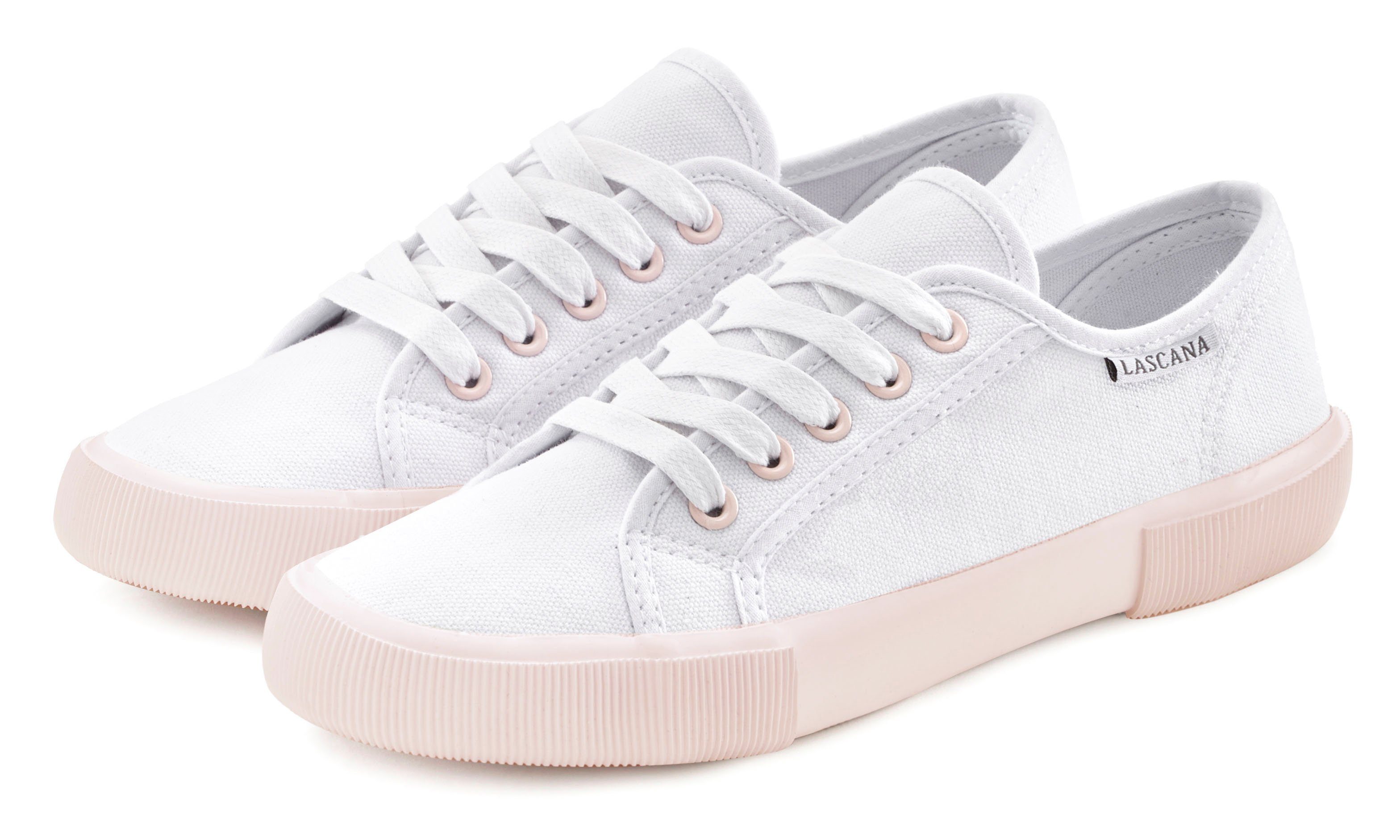 LASCANA Sneaker Halbschuh,Schnürhalbschuh,Freizeitschuh, farblich abgesetzte Sohle