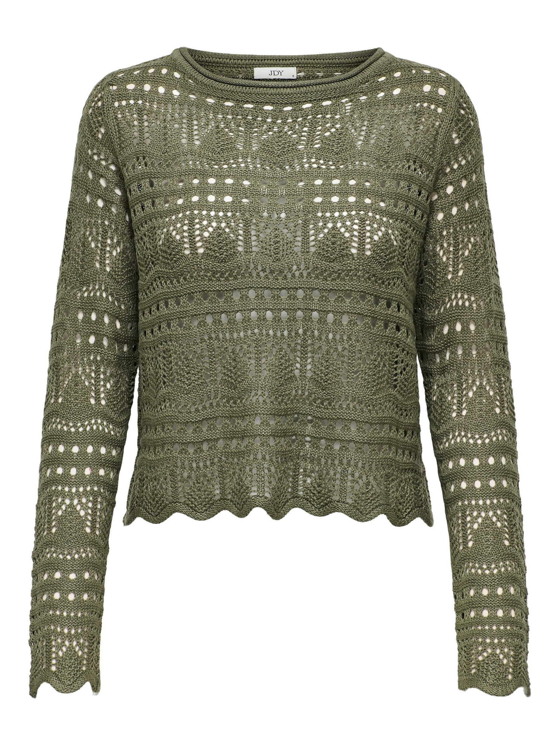 Strickpullover Legerer Feinstrick Weiches Vintage Strick Muster Oberteil