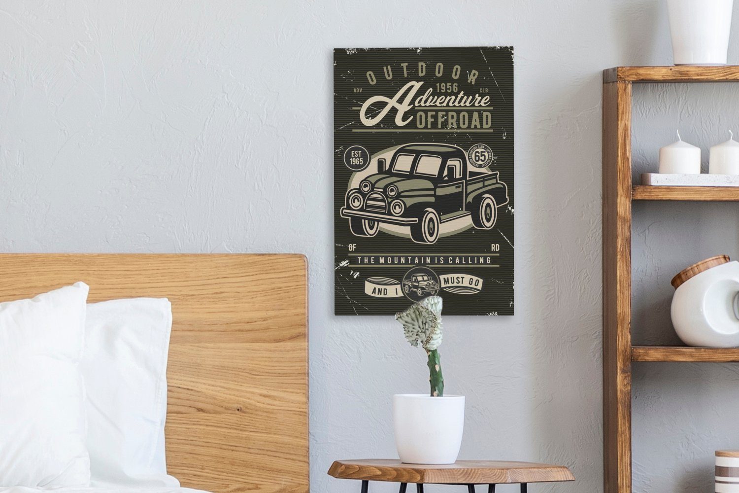 Briefe Gemälde, bespannt - Leinwandbild Autos Leinwandbild Zitat, fertig Zackenaufhänger, OneMillionCanvasses® - inkl. 20x30 cm St), - (1 Oldtimer