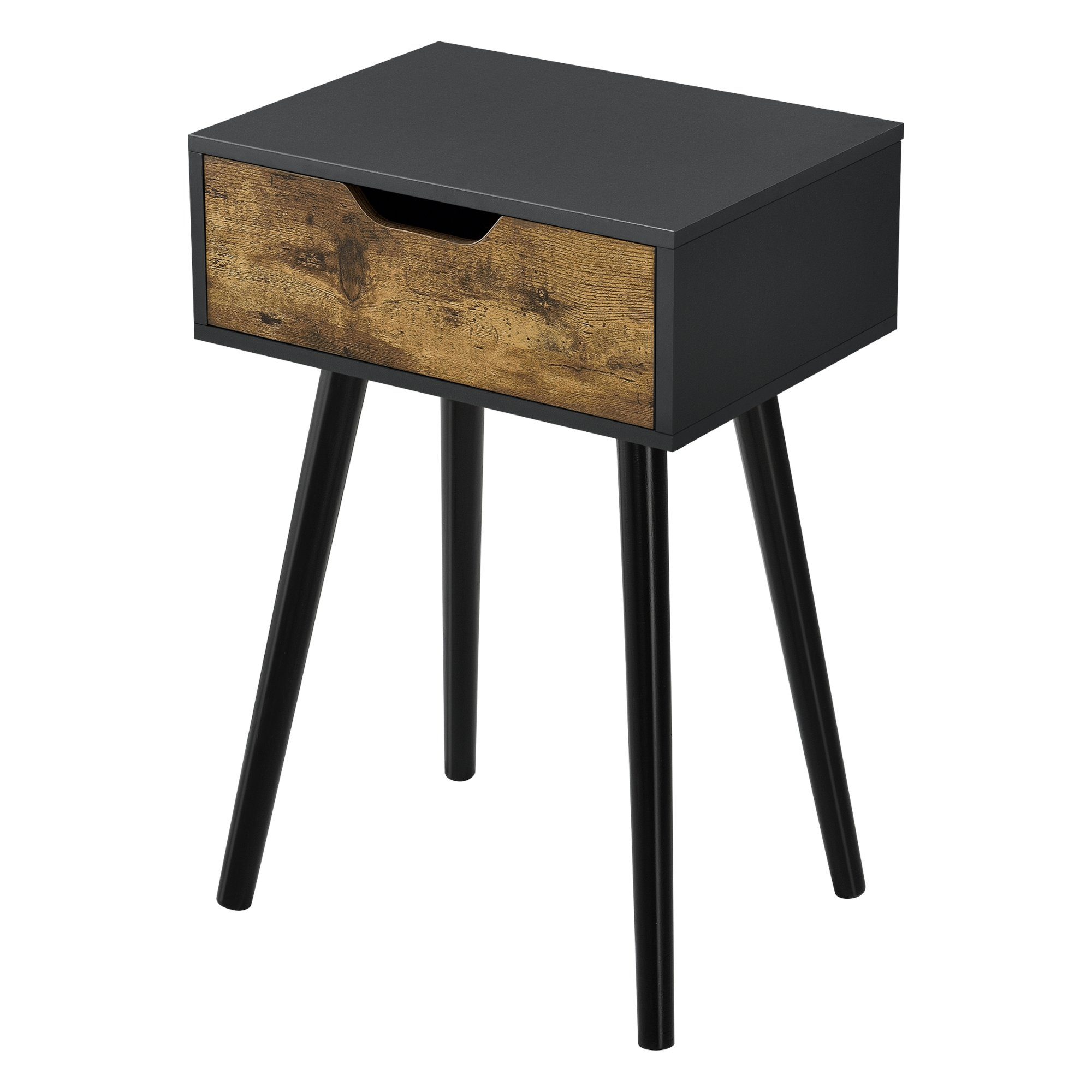 en.casa Beistelltisch, »Östersund« 60x40x30 cm mit Schublade Schwarz/Dunkler Holzton