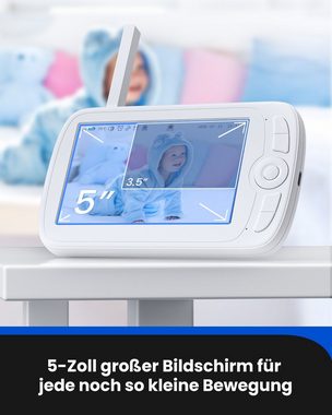 Proscenic Babyphone BM300, 1080P HD Kamera, 5 Zoll Bildschirm, Nachtsicht, Temperatursensor