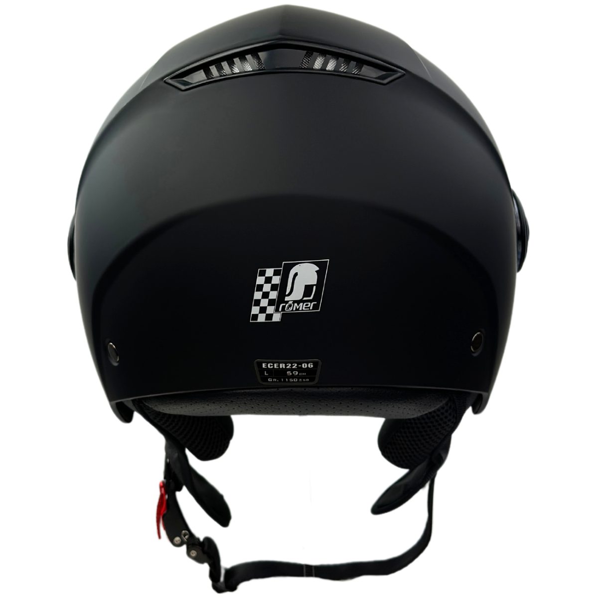 RÖMER HELME Motorradhelm RR10801 - Jethelm - mattschwarz - mit Kopfbelüftung & Schnellverschluß