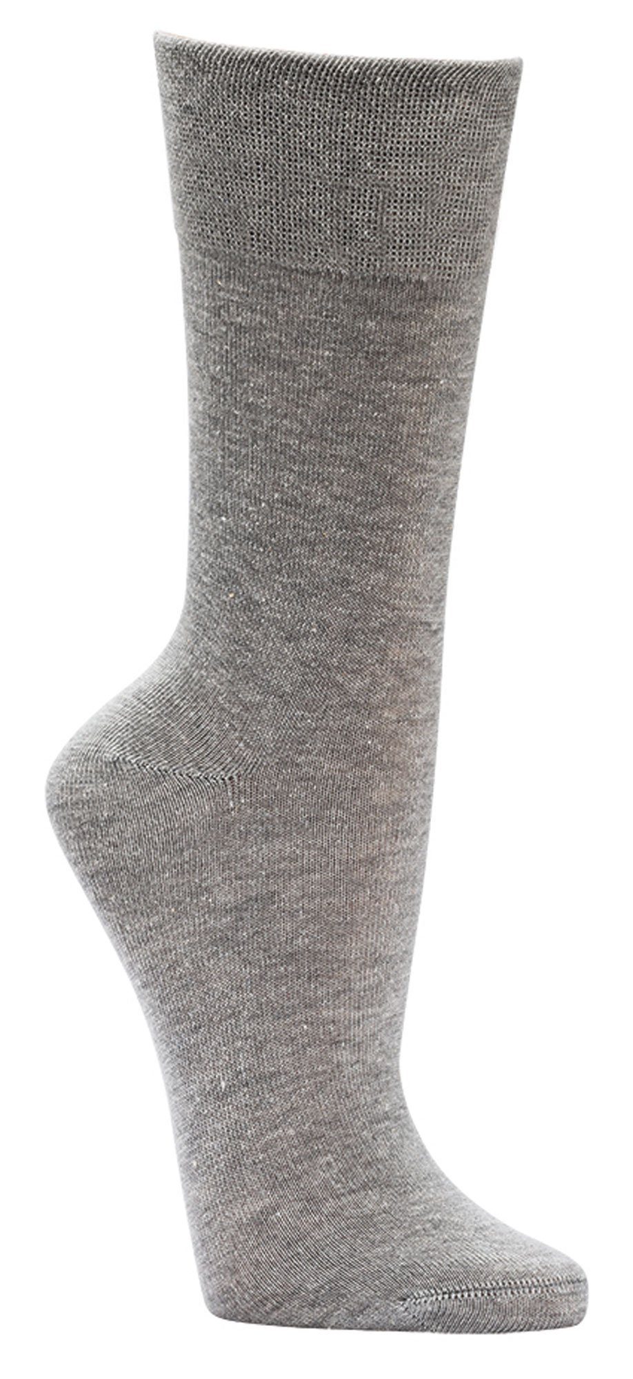 FussFreunde Basicsocken 6 Paar Piqué-Bund Baumwoll-Socken Komfort mit breitem Grau