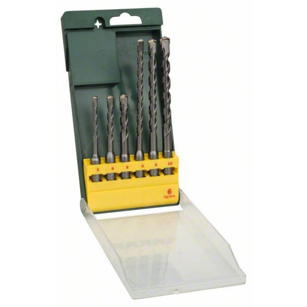 Spiralbohrer Hammerbohrer-Set SDS plus, 6-teilig, 5 - 8 mm, (6 Hammerbohrer mit SDS plus,Ø 5/6/8 x 110 mmØ 6/8/10 x 160 mmVerpackung: Kunststoffdose mit Haftetikett mit EurolochAbmessung (lxbxh): 195 x 100 x 19Gewicht: 0,38 kg), Hammerbohrer-Set