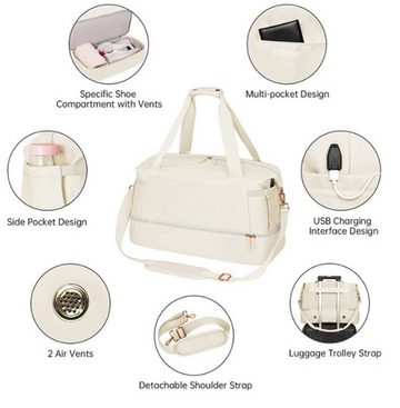 XDeer Sporttasche Sporttasche,Turnbeutel für Damen, Sport Reise Seesack mit USB, USB Ladeanschluss, Reisetasche mit Nassfach und Schuhfach Reisen