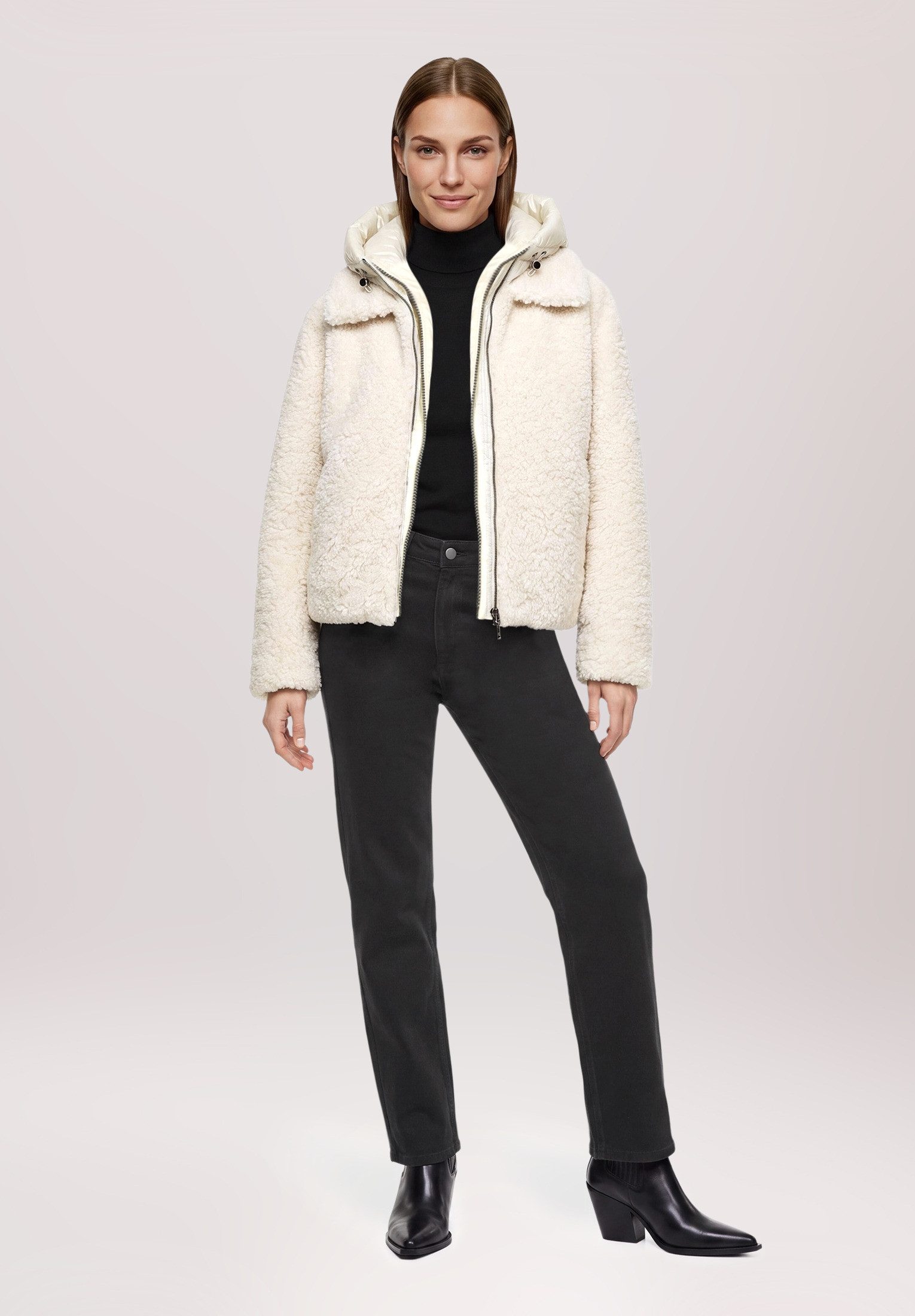 Amber & June Plüschjacke Damen mit abnehmbarem Westenteil