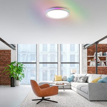 JUST LIGHT Deckenleuchte RIBBON, LED fest integriert, warmweiß - kaltweiß, LED, CCT - über Fernbedienung, RGB-Rainbow, dimmbar über Fernbedienung