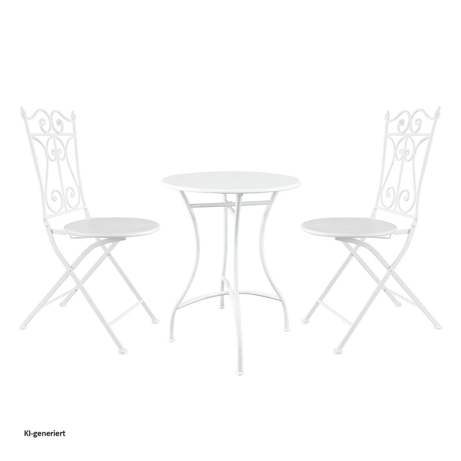 HTI-Living Garten-Essgruppe Bistro Set mit Tisch und 2 Stühlen Metall Creme Balkon Terrasse, (Set, 3-tlg., 1 Tisch 2 Stühle), Sitzgruppe Essgruppe Balkonset – Bild 2 von 5