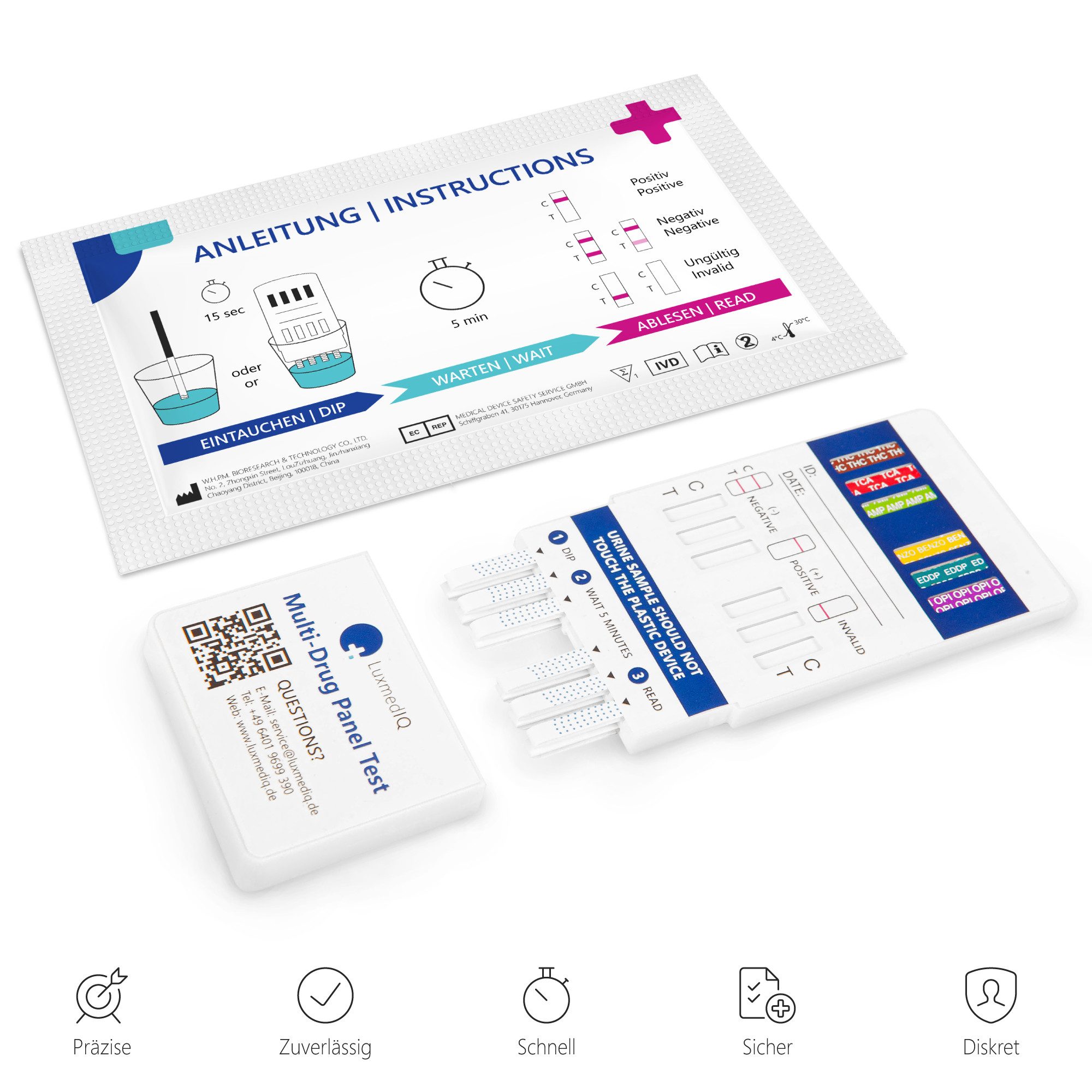 LuxmedIQ Drogen-Schnelltest für 12 Drogenarten - Urin Drogentest Multi 12, 1-tlg.