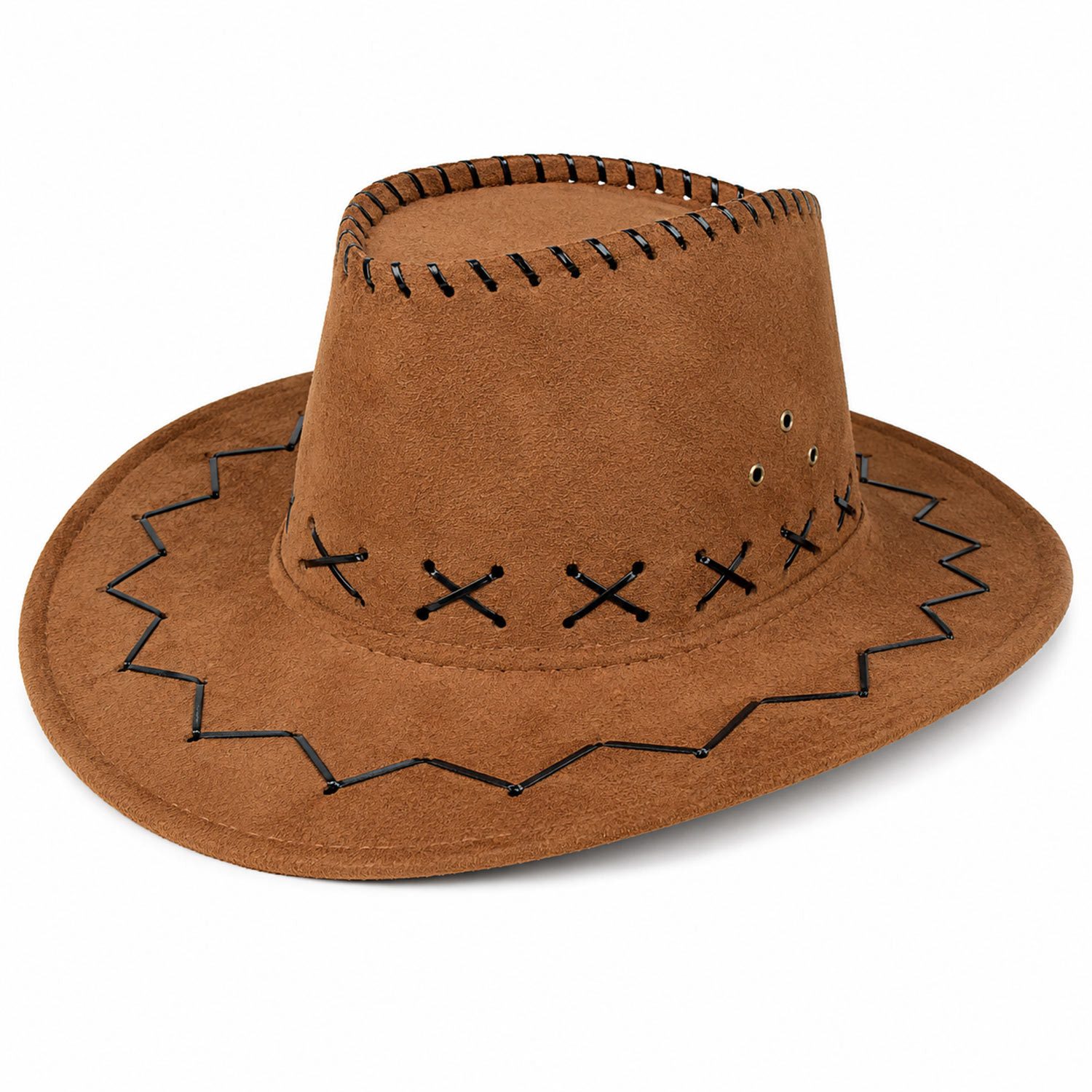 Funny Fashion Cowboy-Kostüm Kinder Cowboyhut im Wildlederlook mit Ziernähten