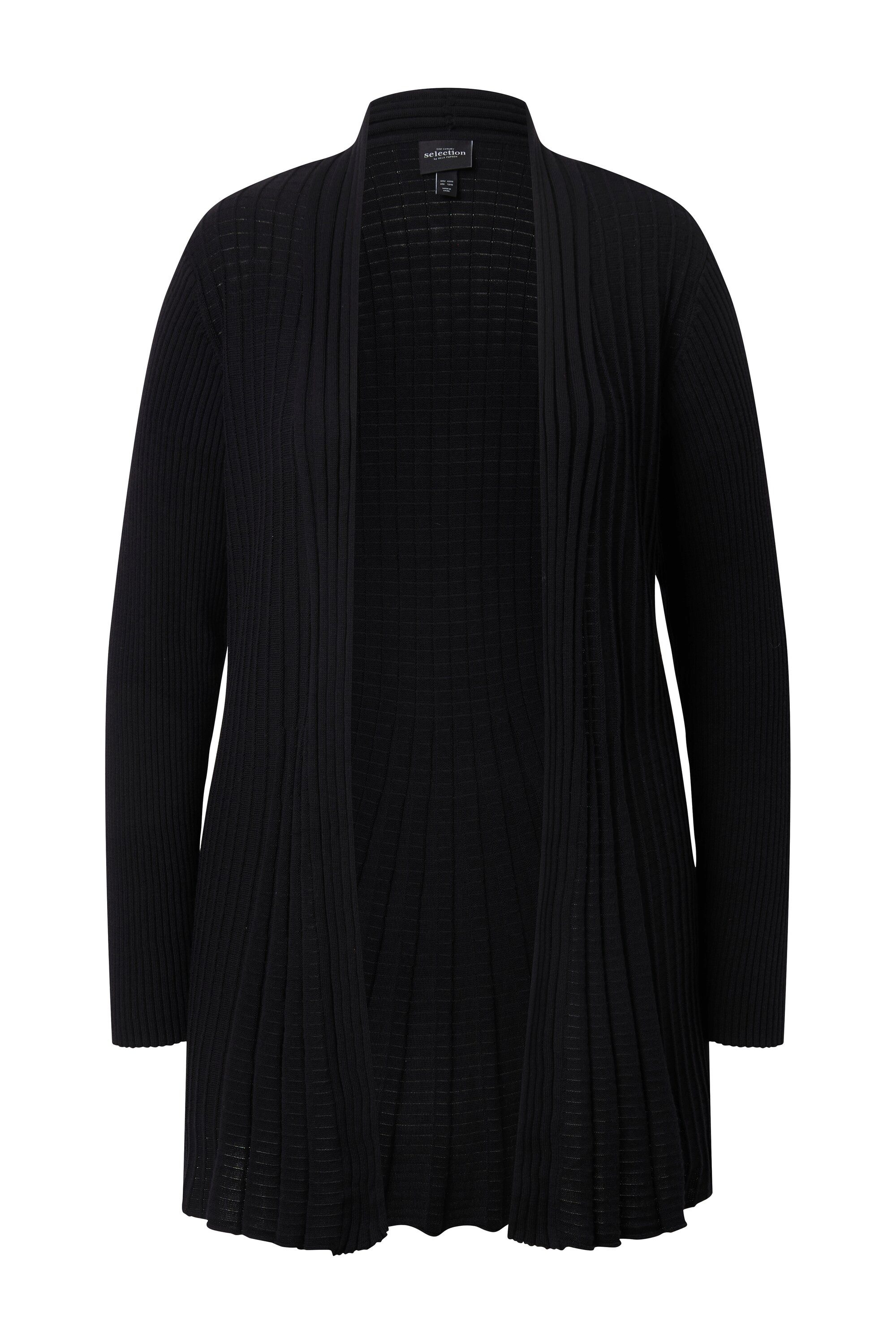 Ulla Popken Strickjacke Plissee-Strickjacke A-Linie Schalkragen Langarm günstig online kaufen