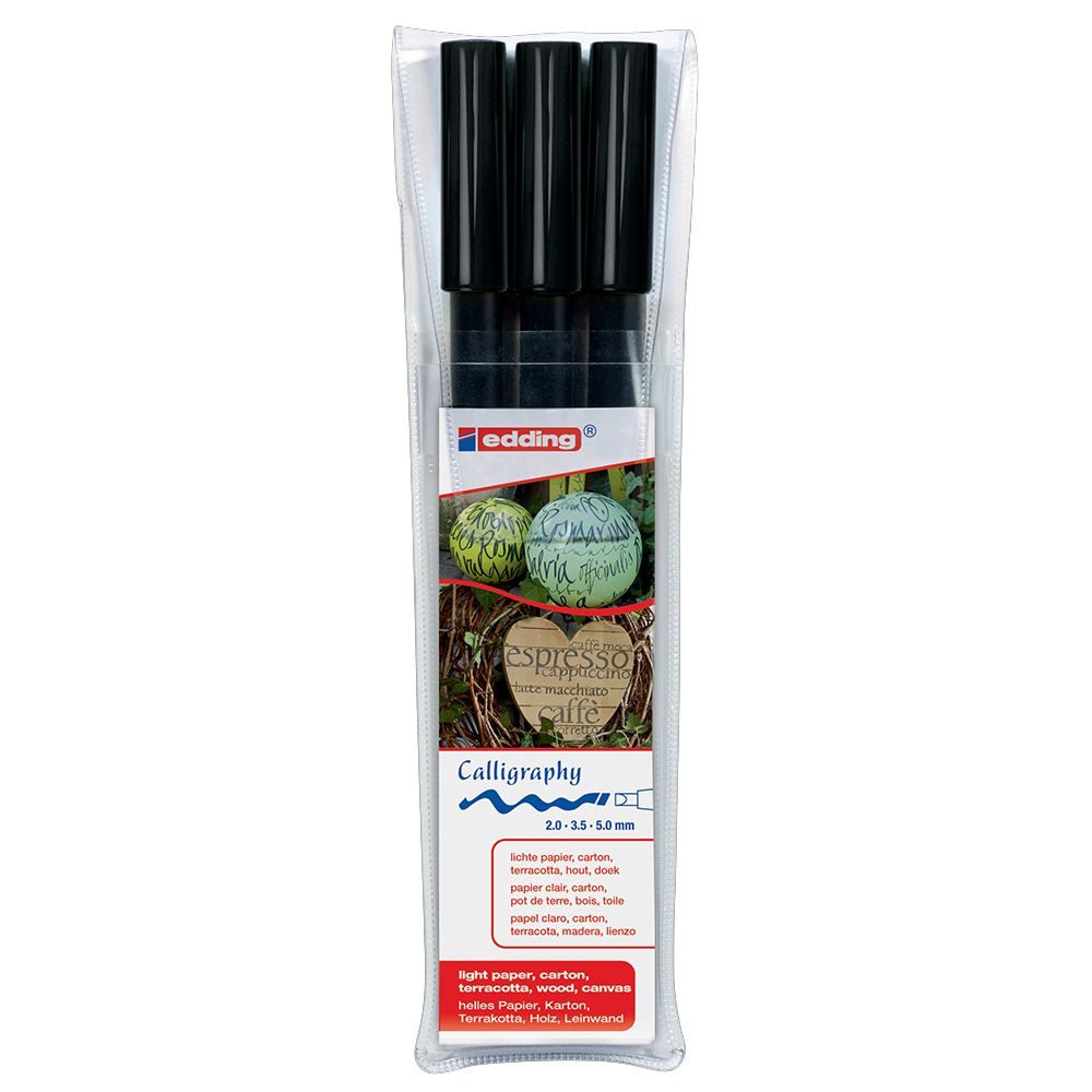 edding Kalligraphie-Stift edding Calligraphy Pen schwarz 2,0/3,5/5,0mm 3 Stück
