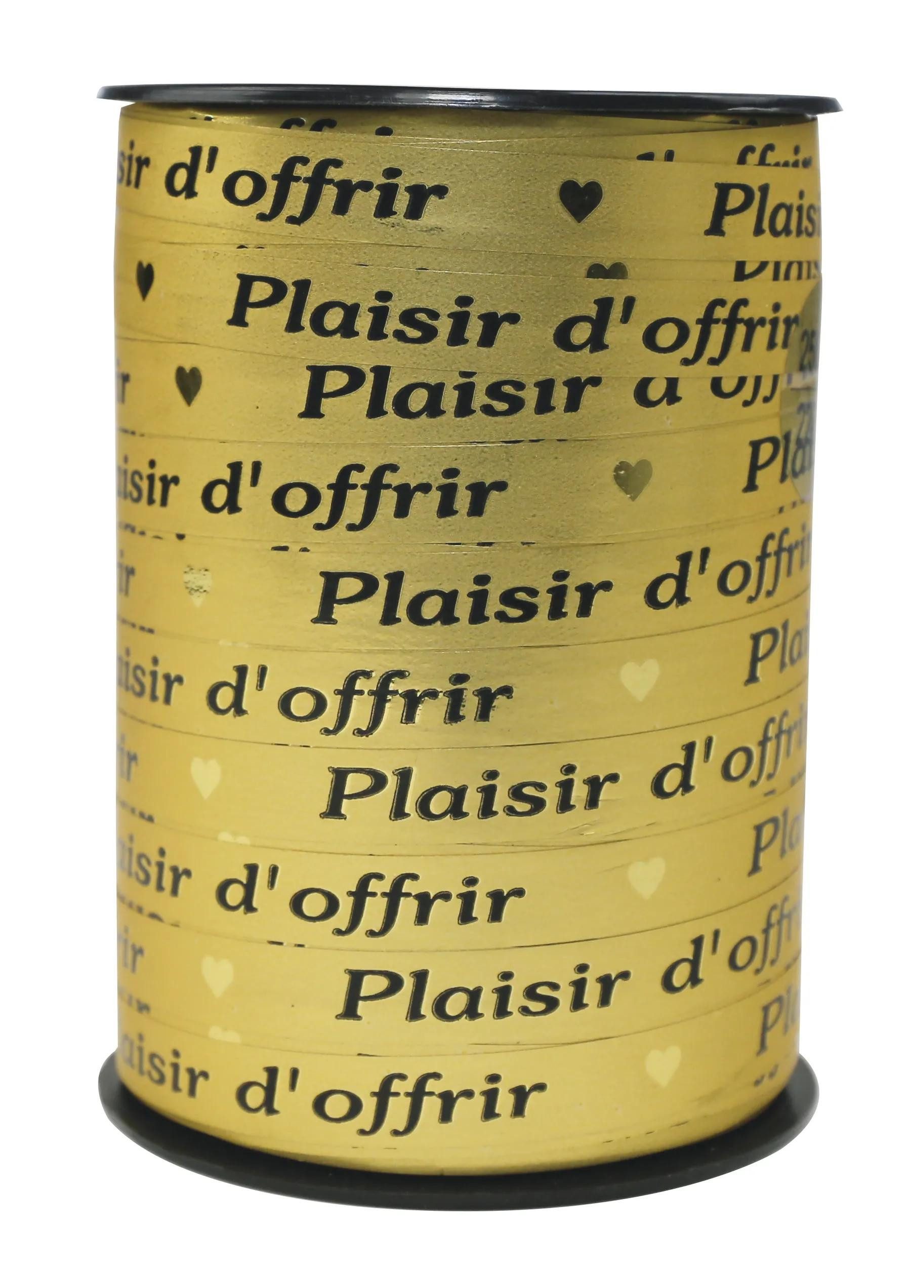 CLAIREFONTAINE Geschenkband Geschenkband 250mx10mm Beschriftung Plaisir d'offrir Gold 602175C, Geschenkband