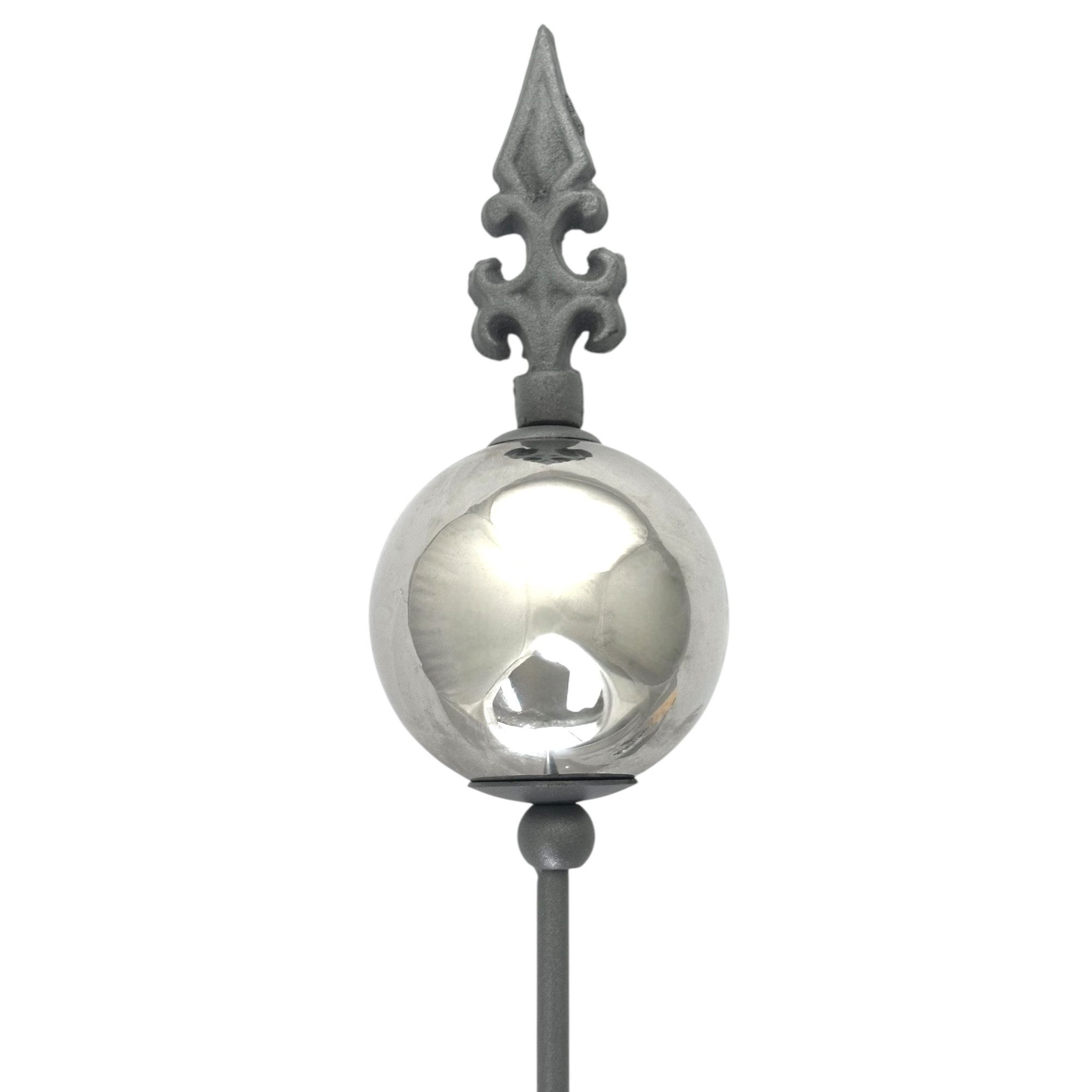 naninoa GmbH Gartenstecker Metallstecker franz. Lilie mit Edelstahlkugel. Gartenstecker 110cm