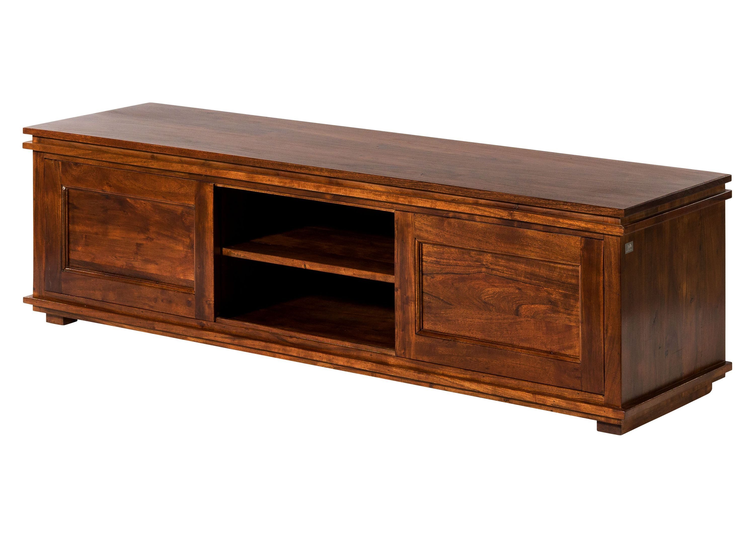 Massivmoebel24 Lowboard OXFORD Akazie Massivholz dunkelbraun (Massivholz montiert 44 kg OXFORD #450), Akazie 160x45x45 cm (BxTxH) dunkelbraun lackiert