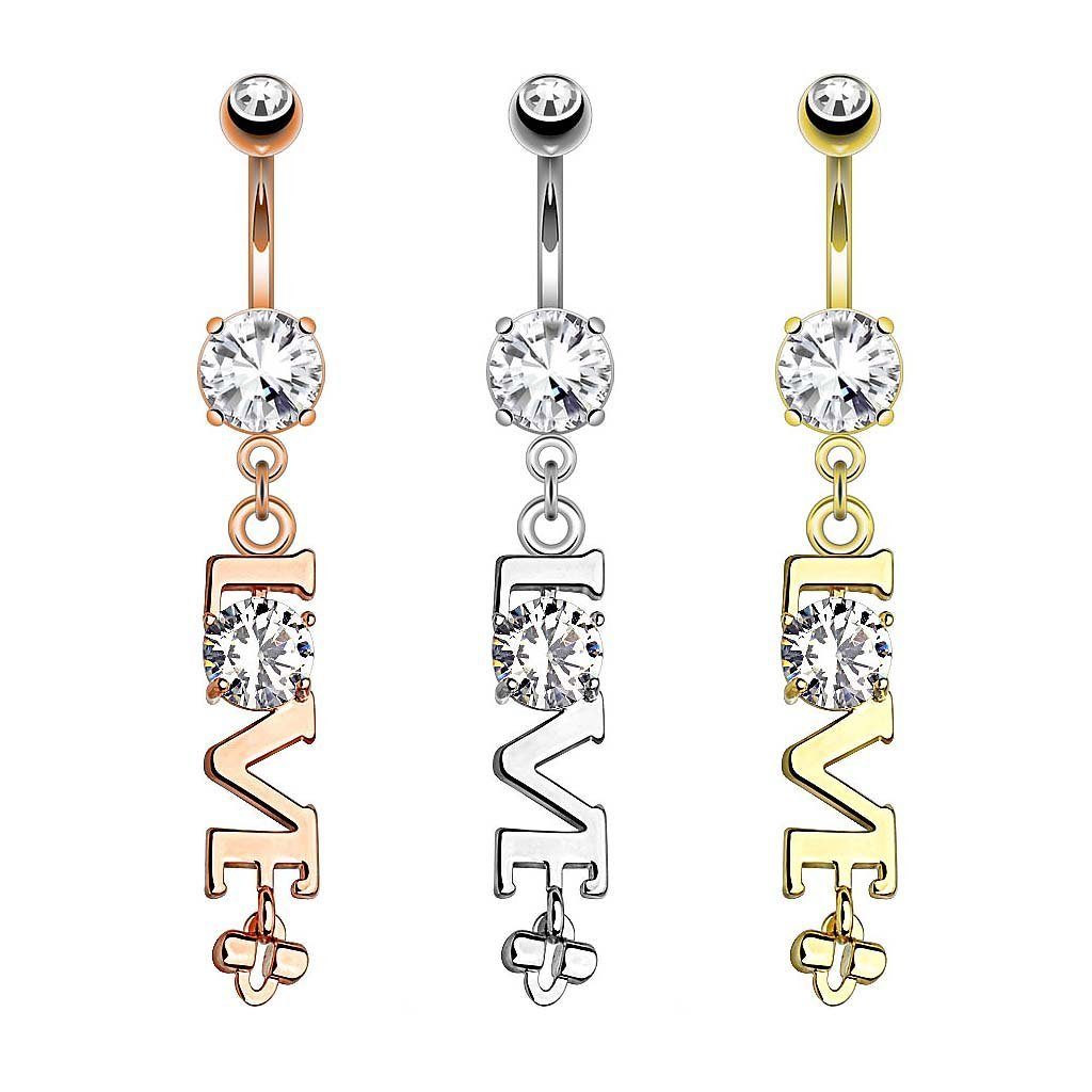 Taffstyle Bauchnabelpiercing Piercing Chirurgenstahl Kristall LOVE, günstig online kaufen