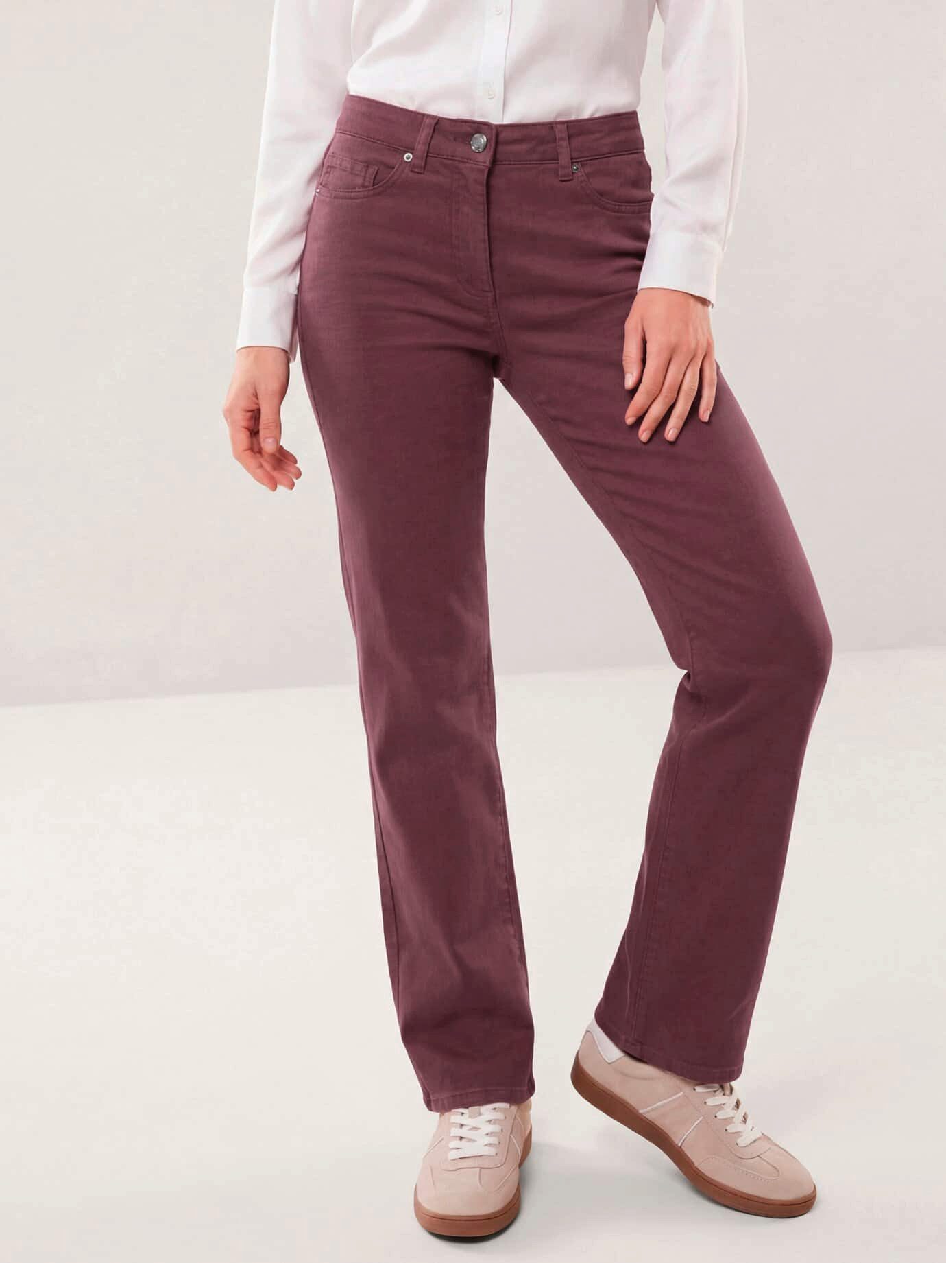 Walbusch Stretch-Jeans Damen 5 Pocket Jeans mit weitem Bein Regular fit