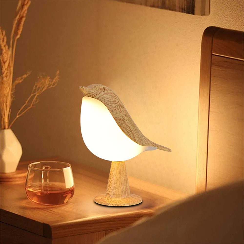 Nachtlicht, Nachtlicht Schlafzimmer Nachttischlampe, Vogel USB-Schreibtischlampe Rouemi Aprikose