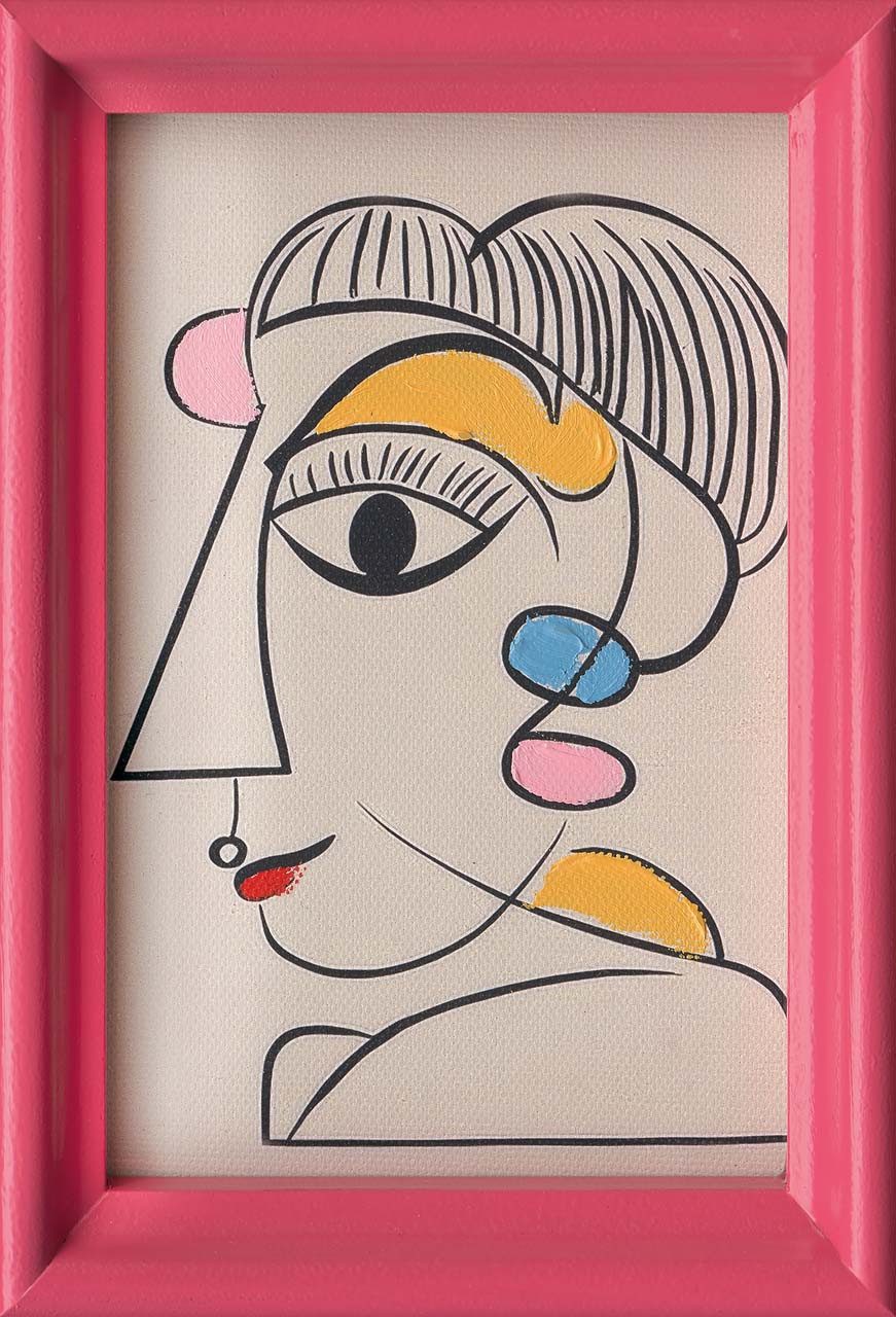 ArtUniverse Gemälde One Woman Menschenmotiv Bunt 12,3 x 17,3 cm, Menschenmotiv